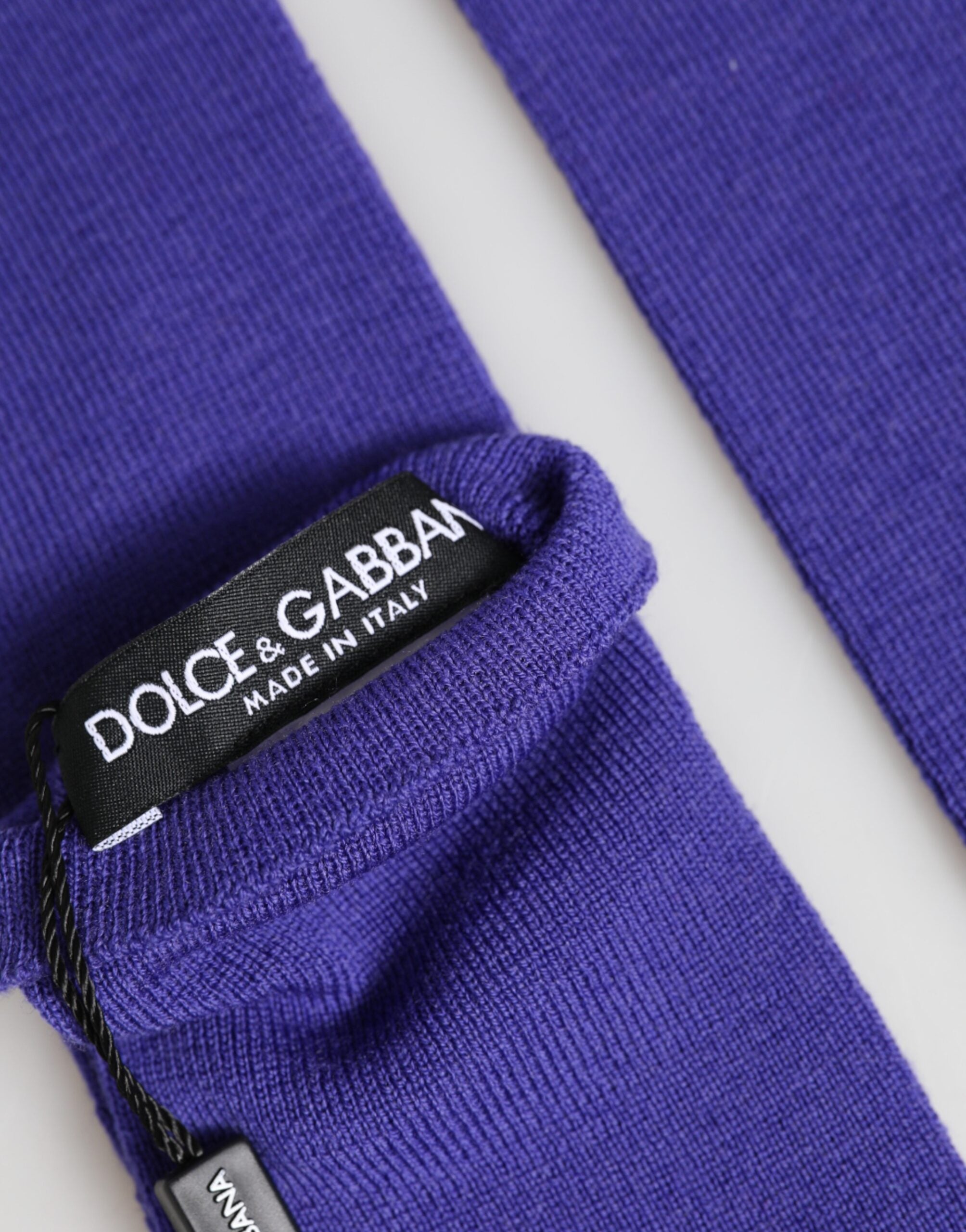 Dolce & Gabbana Violet Wool Fingerless Elbow Length Mitten Gloves Dolce & Gabbana