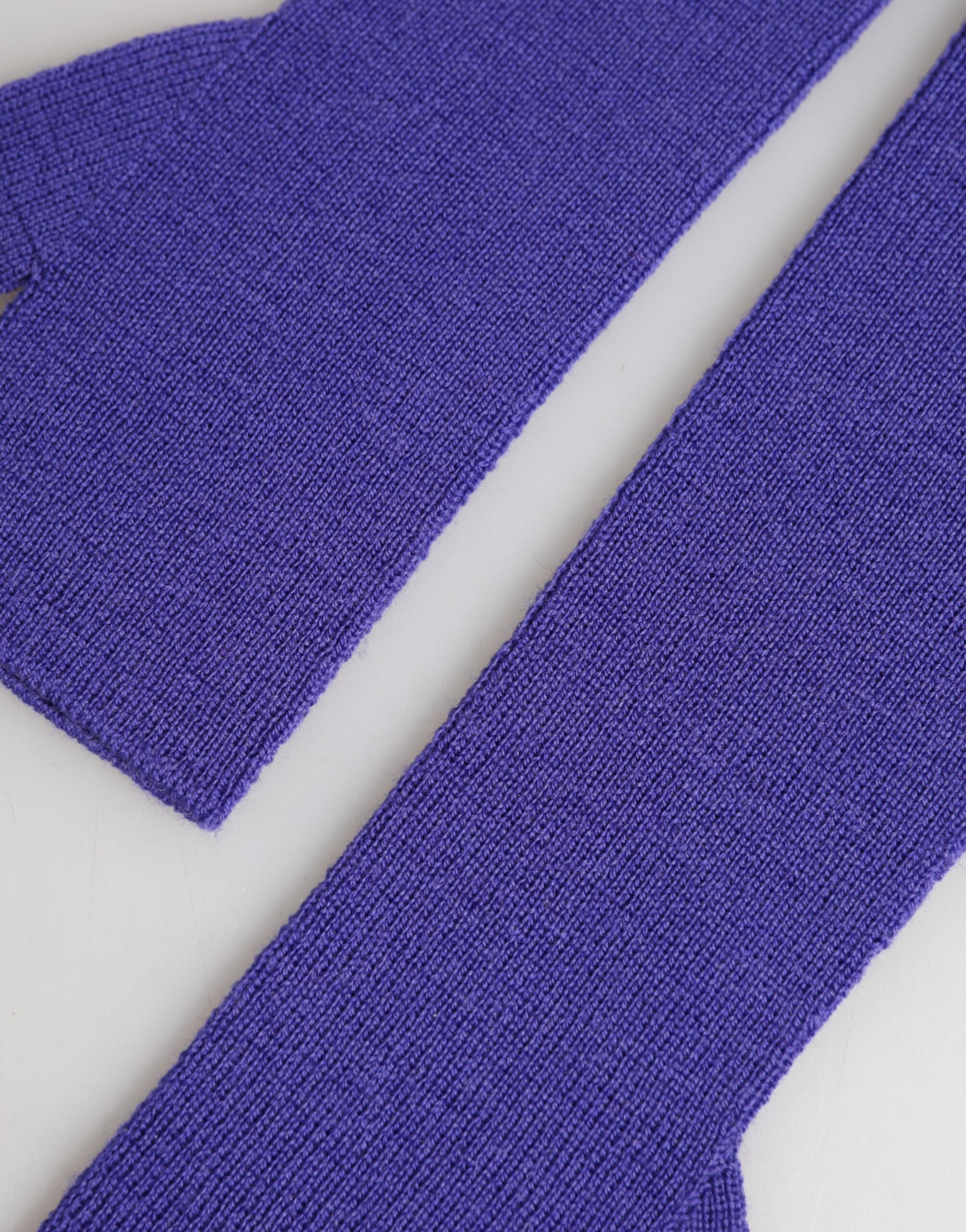 Dolce & Gabbana Violet Wool Fingerless Elbow Length Mitten Gloves Dolce & Gabbana