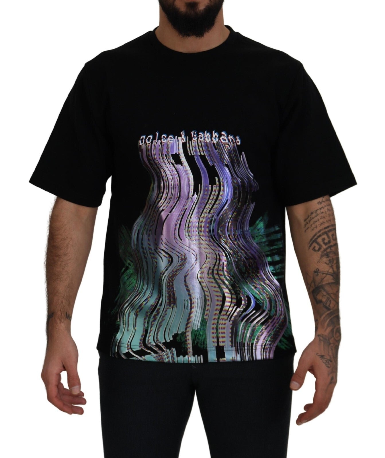 Dolce & Gabbana Cotton Black Printed Crewneck Tee T-shirt Dolce & Gabbana