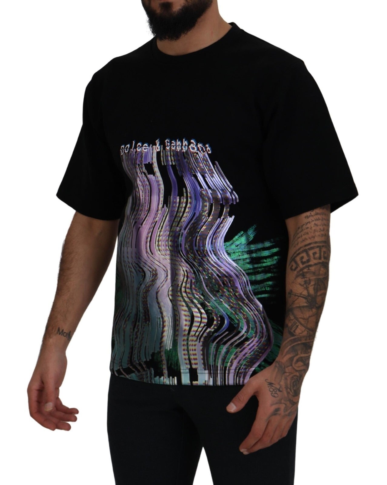 Dolce & Gabbana Cotton Black Printed Crewneck Tee T-shirt Dolce & Gabbana