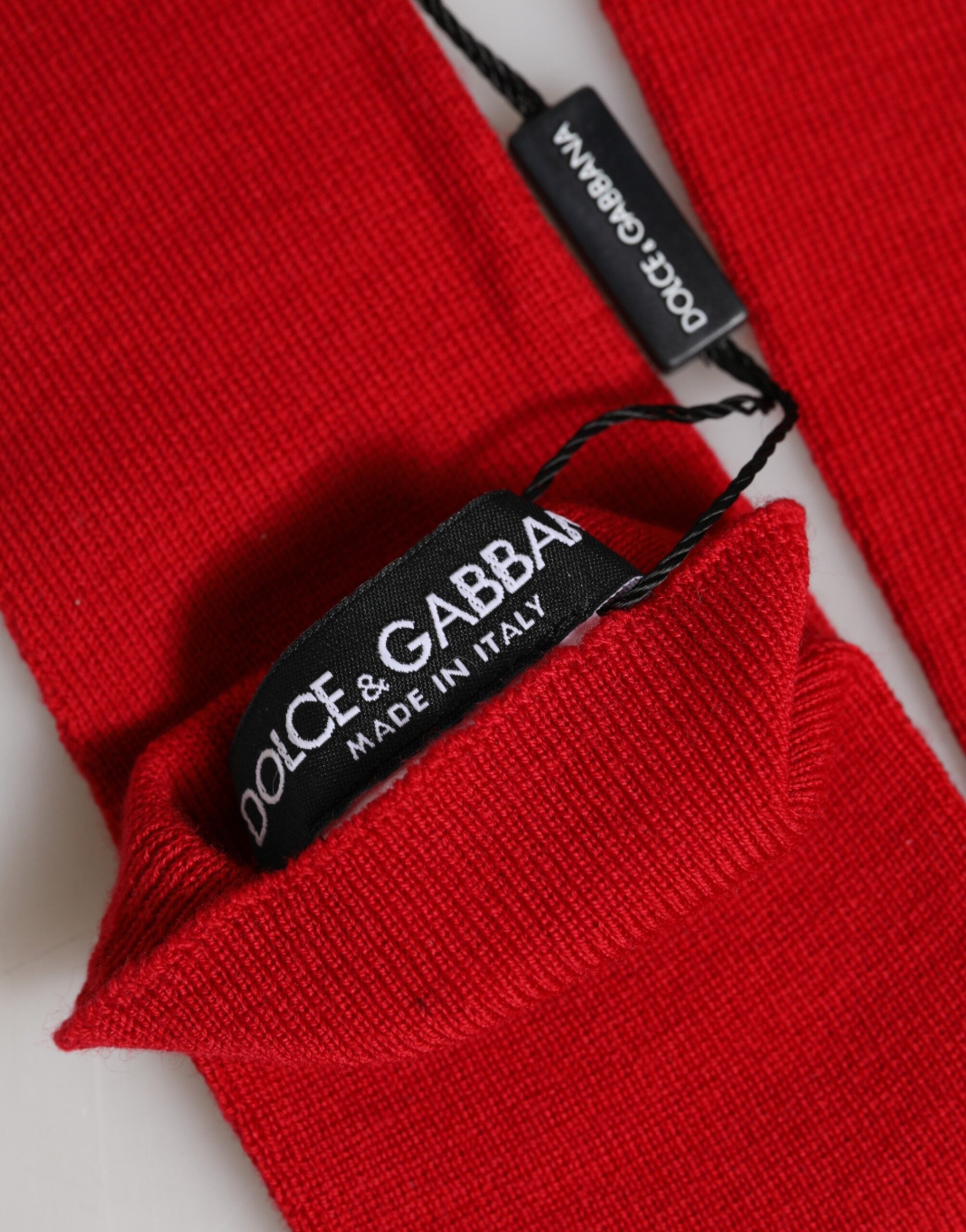 Dolce & Gabbana Red Wool Knitted Fingerless Elbow One Length Gloves Dolce & Gabbana