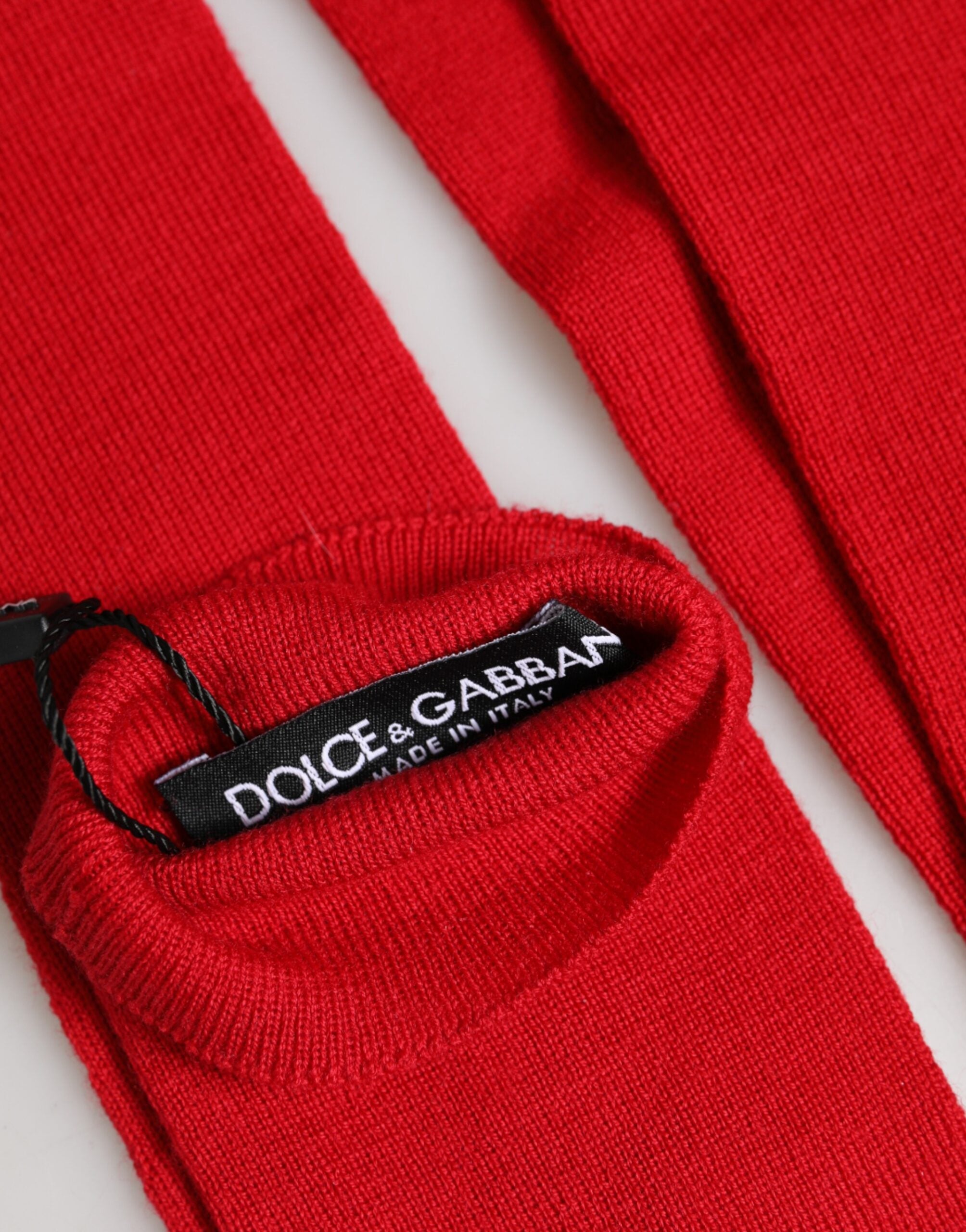 Dolce & Gabbana Red Wool Fingerless Elbow Length Mitten Gloves Dolce & Gabbana