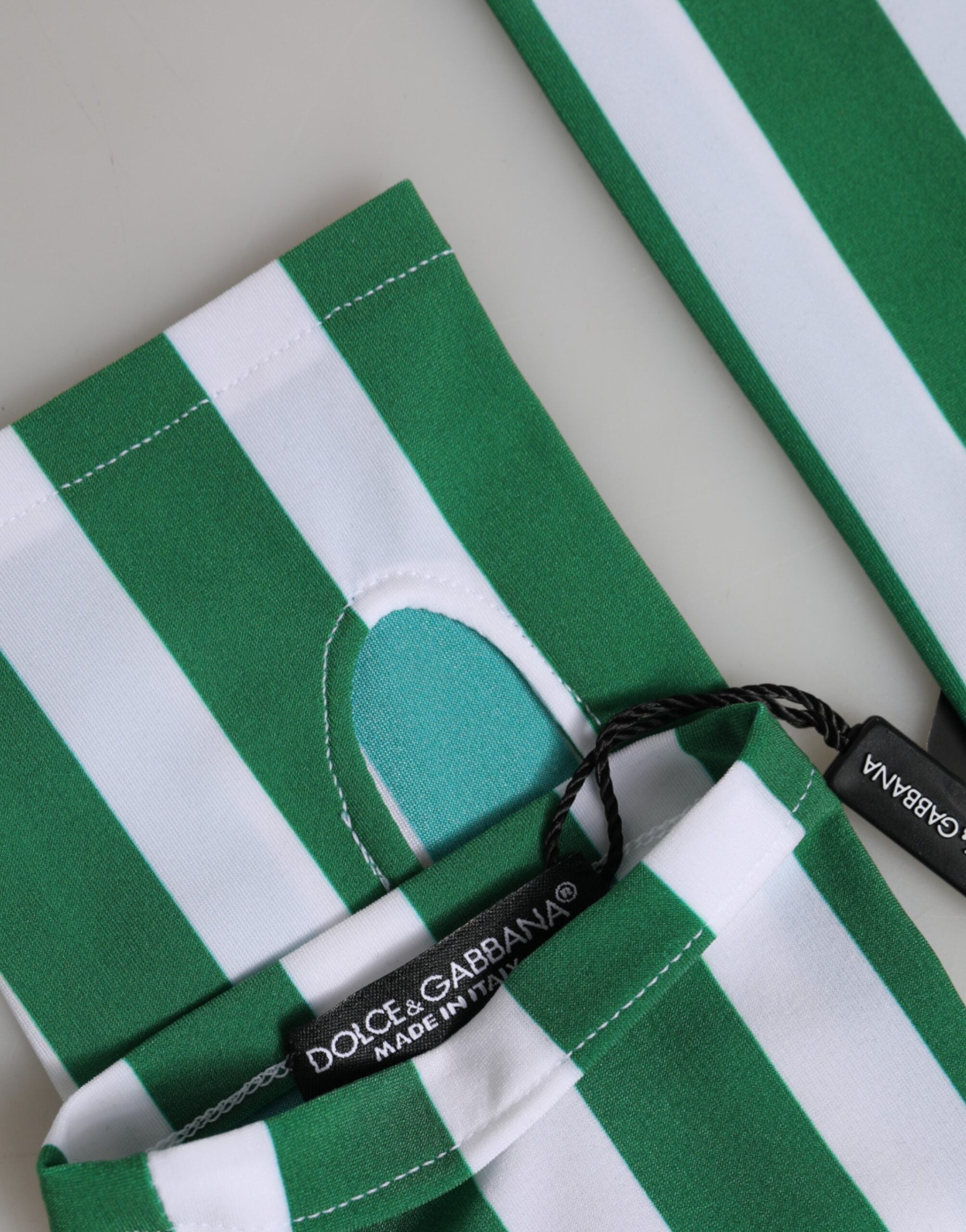 Dolce & Gabbana Green White Nylon Fingerless Wrist Length Gloves Dolce & Gabbana