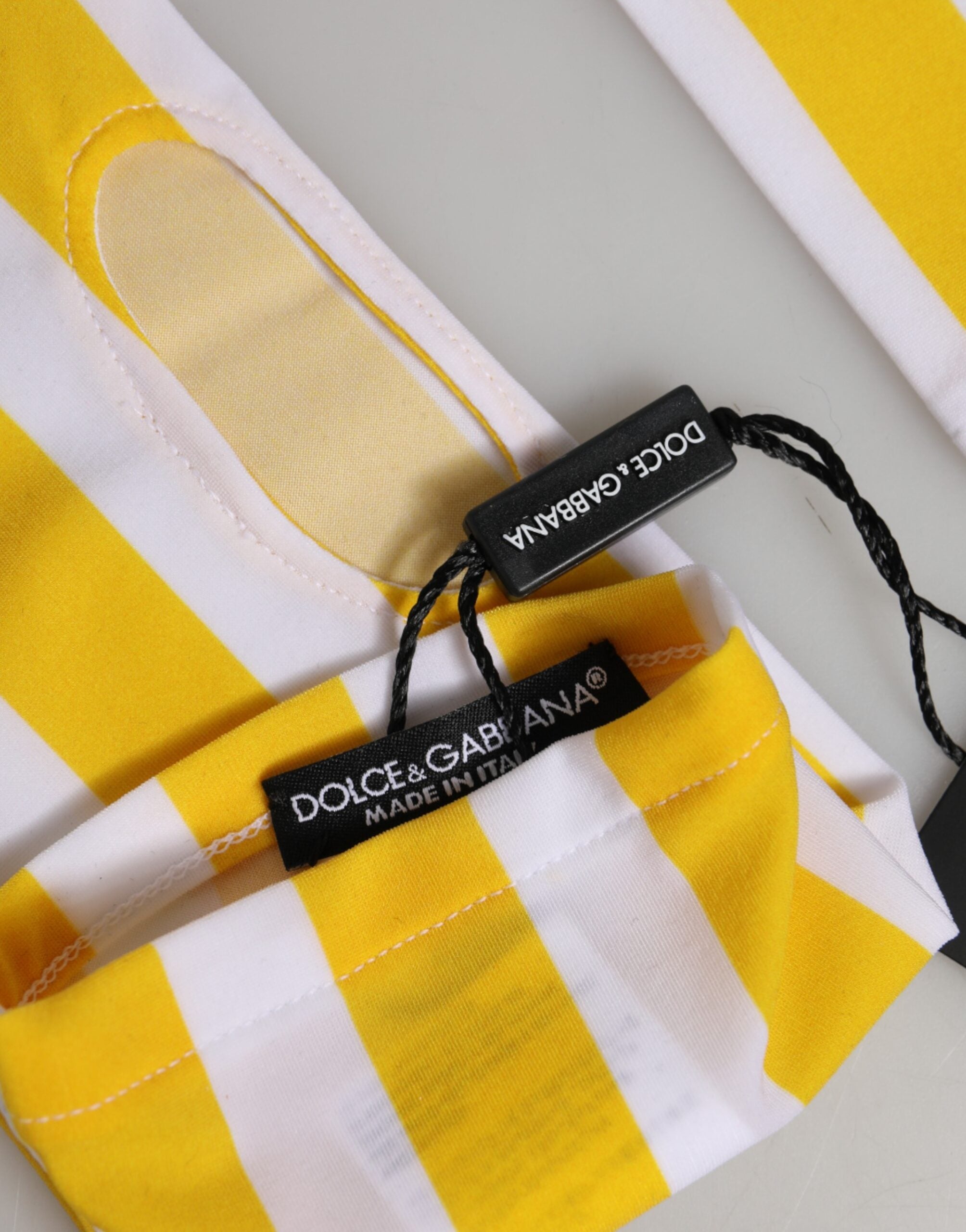 Dolce & Gabbana Yellow White Nylon Fingerless Wrist Length Gloves Dolce & Gabbana