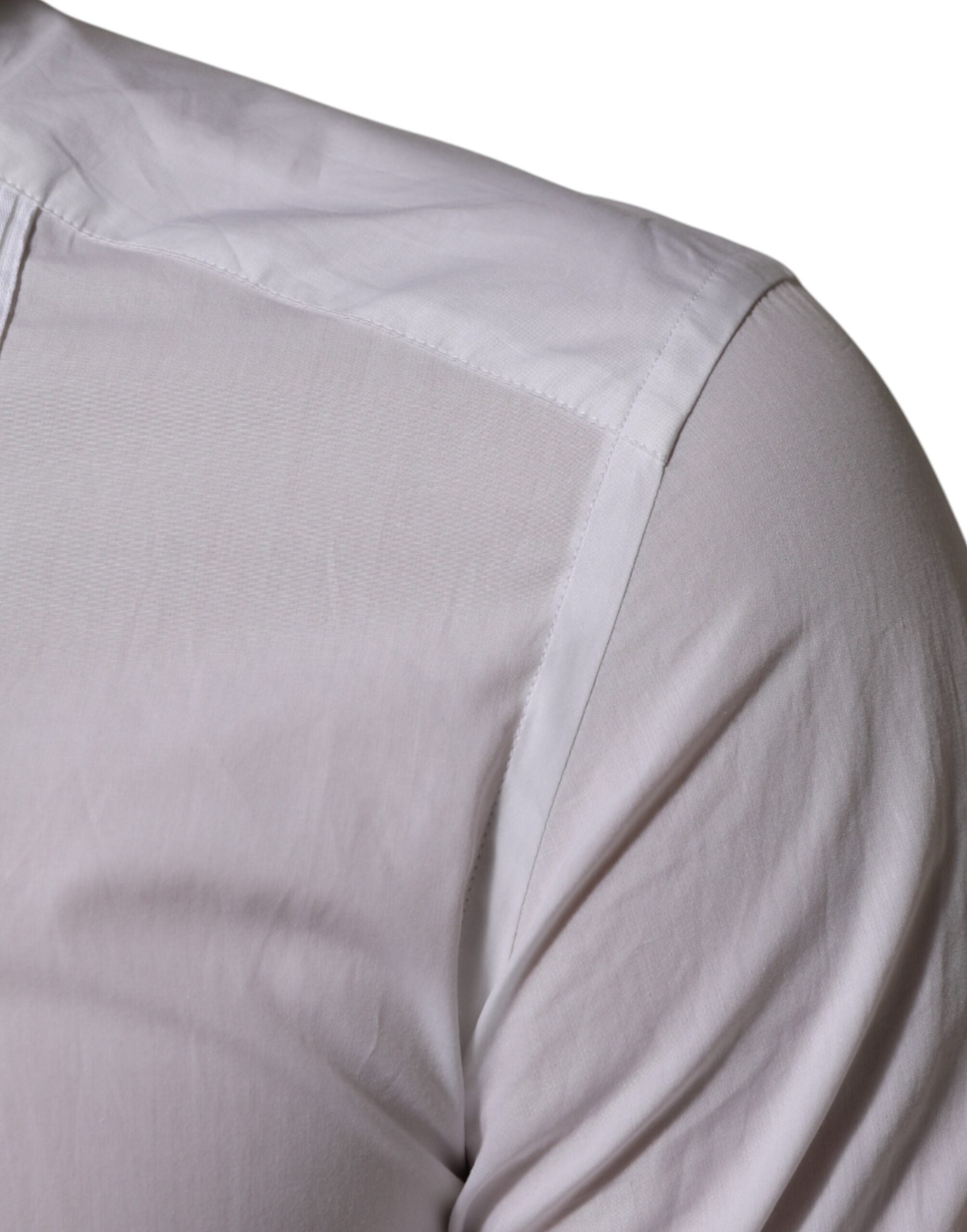 Dolce & Gabbana White Cotton Collared Long Sleeve GOLD Dress  Shirt Dolce & Gabbana