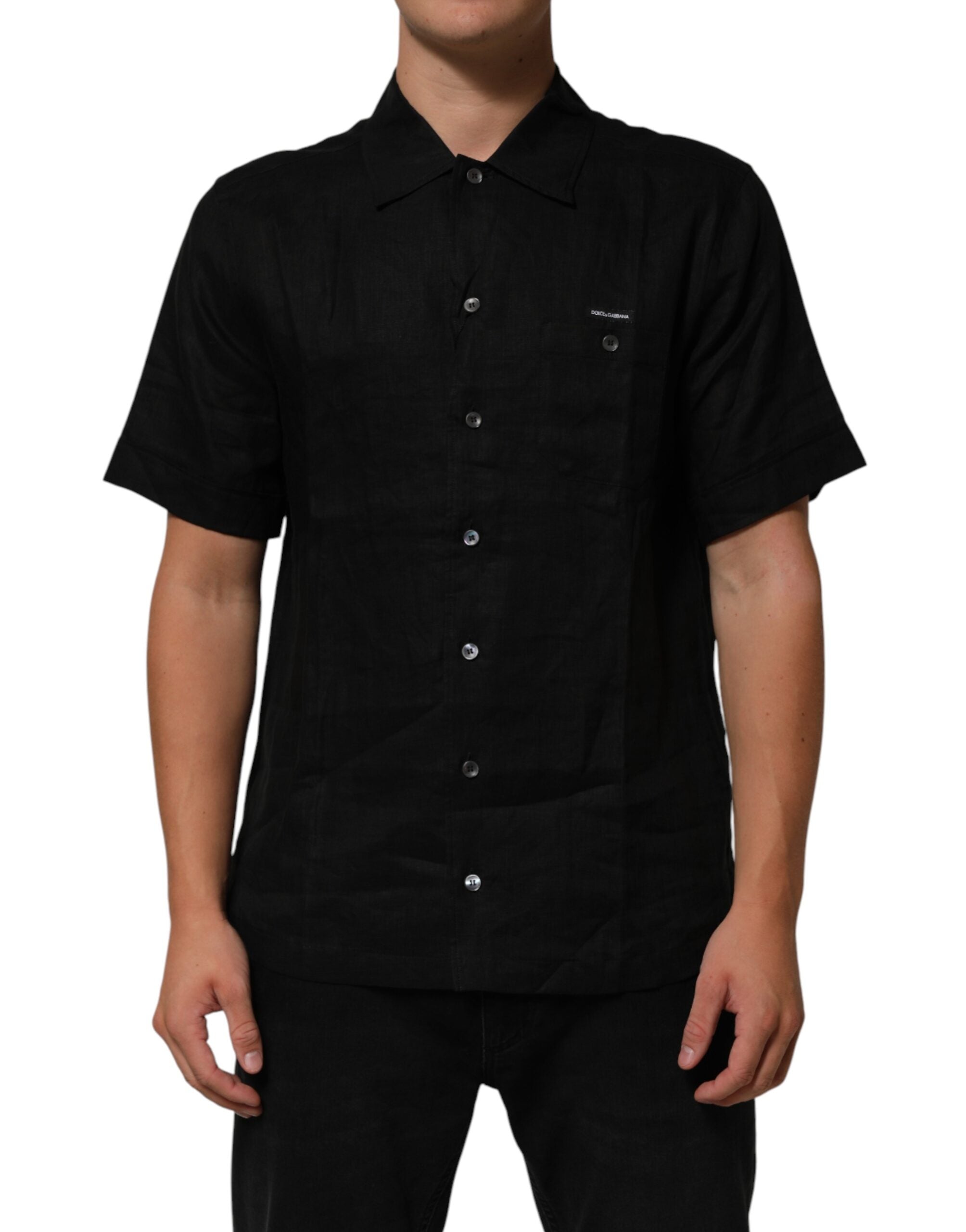 Carhartt Wip Black Linen Collared Short Sleeve Polo Shirt Carhartt Wip