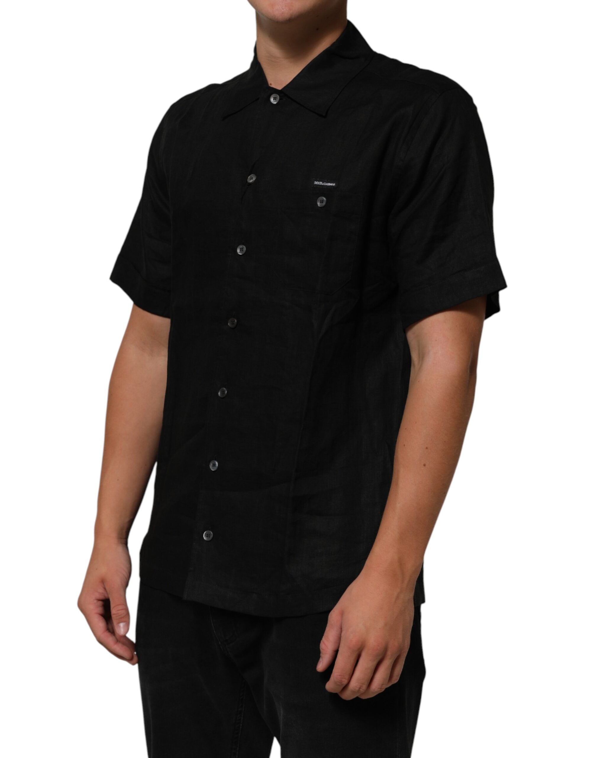 Carhartt Wip Black Linen Collared Short Sleeve Polo Shirt Carhartt Wip