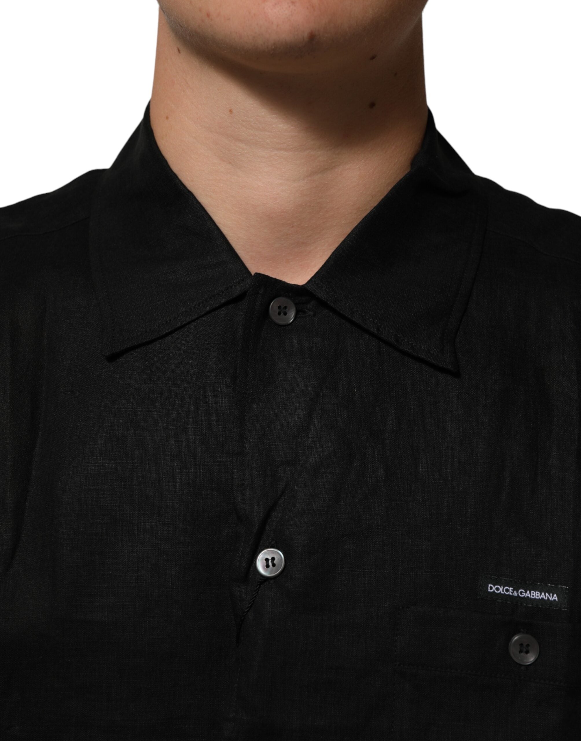 Carhartt Wip Black Linen Collared Short Sleeve Polo Shirt Carhartt Wip