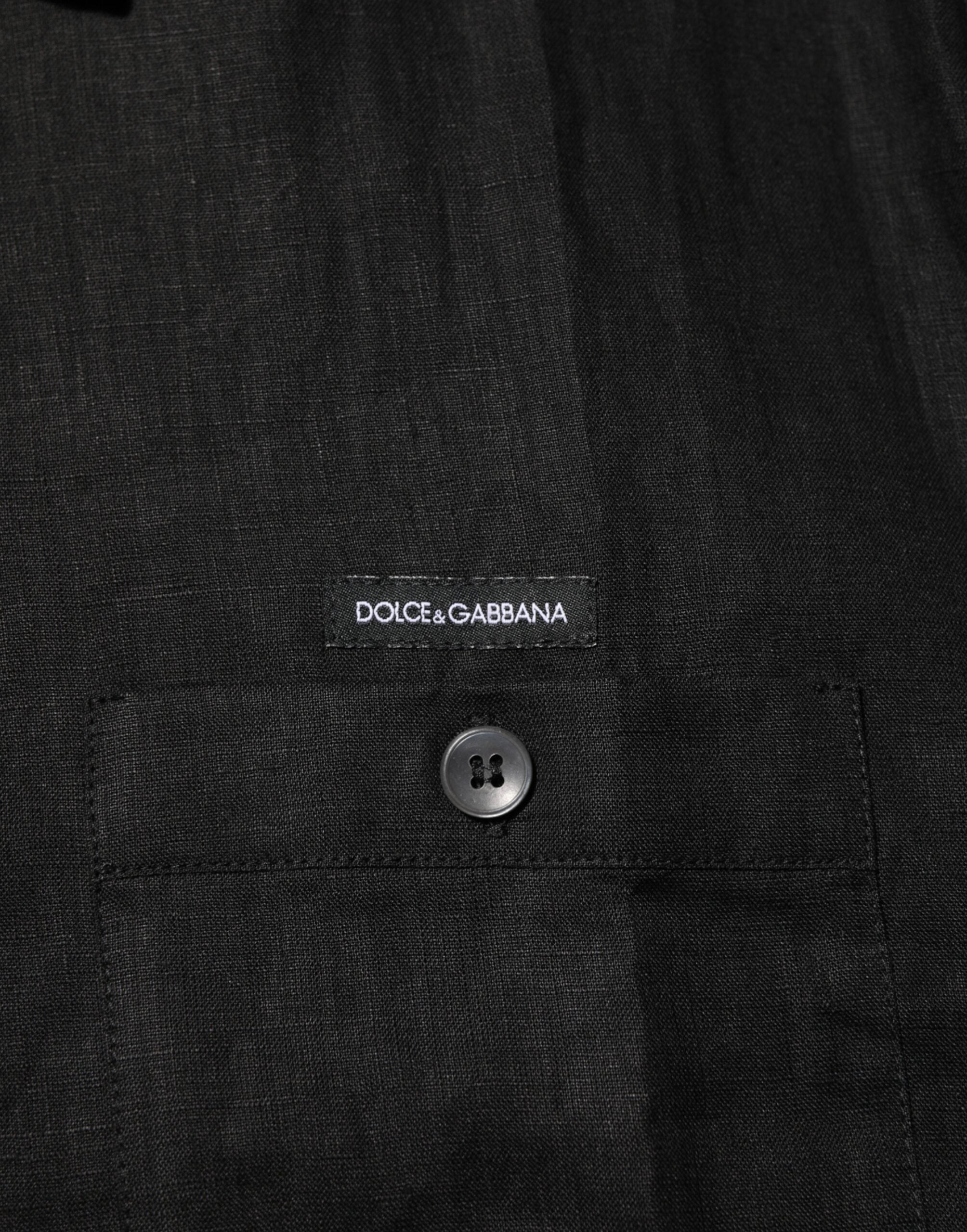 Carhartt Wip Black Linen Collared Short Sleeve Polo Shirt Carhartt Wip