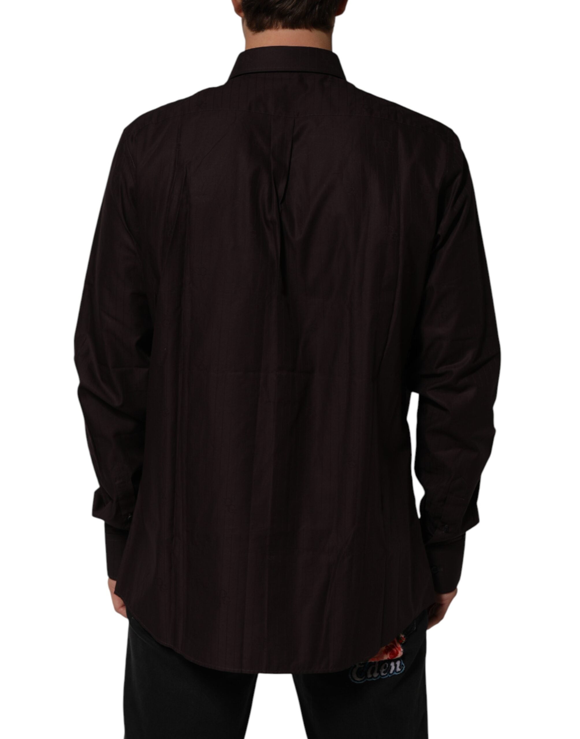 Dolce & Gabbana Brown Cotton LongSleeve MARTINI Dress  Shirt Dolce & Gabbana