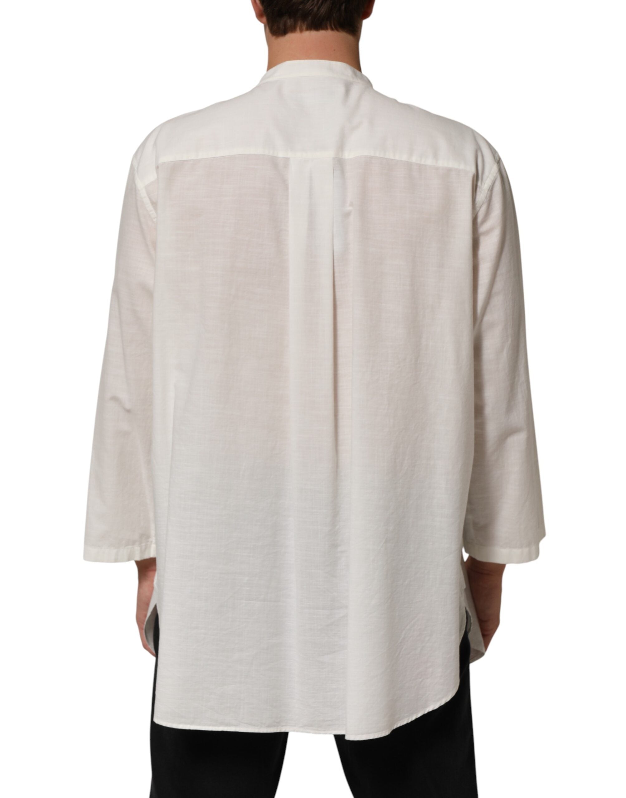 Dolce & Gabbana White Cotton Floral Print Button Down Shirt Dolce & Gabbana