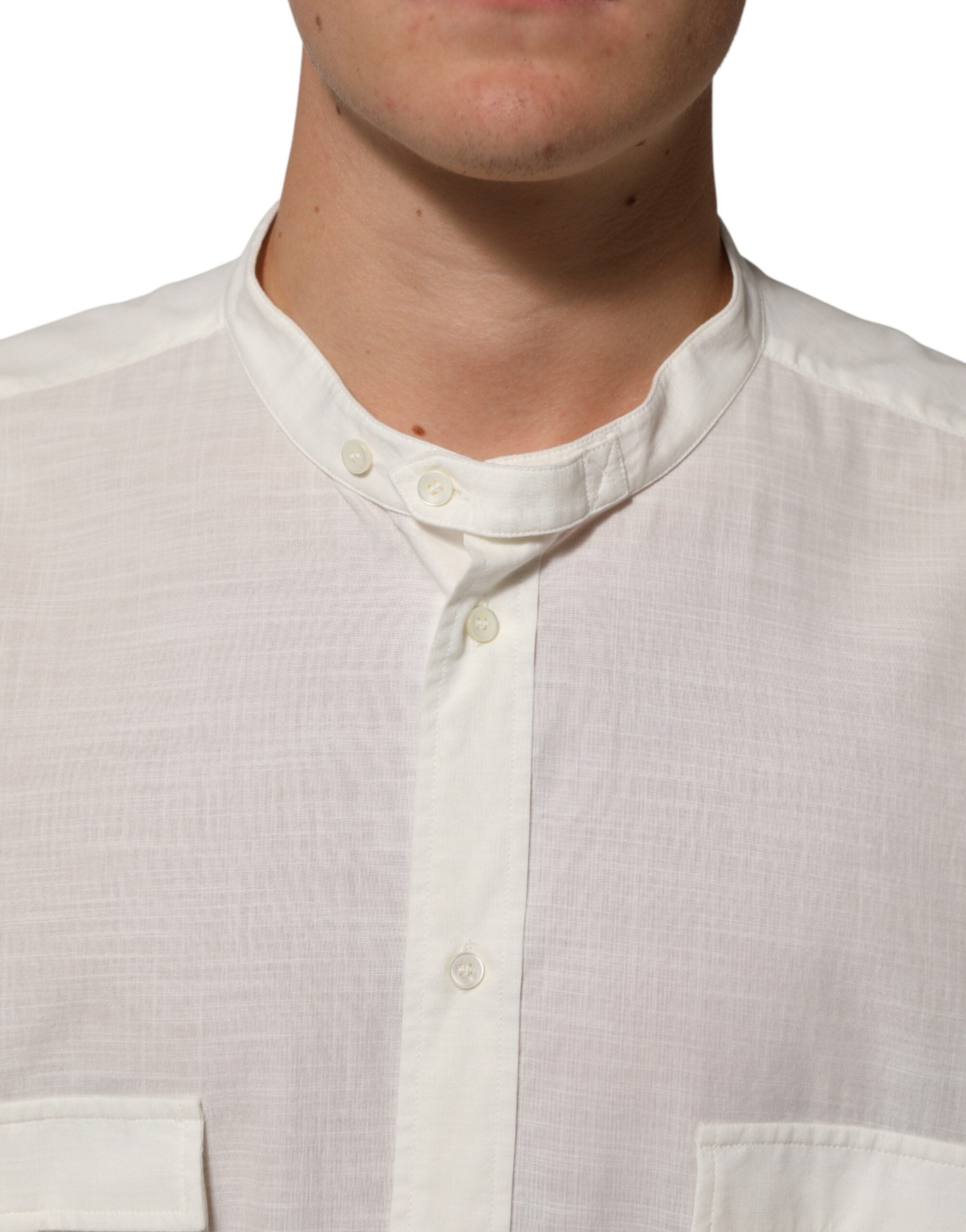 Dolce & Gabbana White Cotton Floral Print Button Down Shirt Dolce & Gabbana