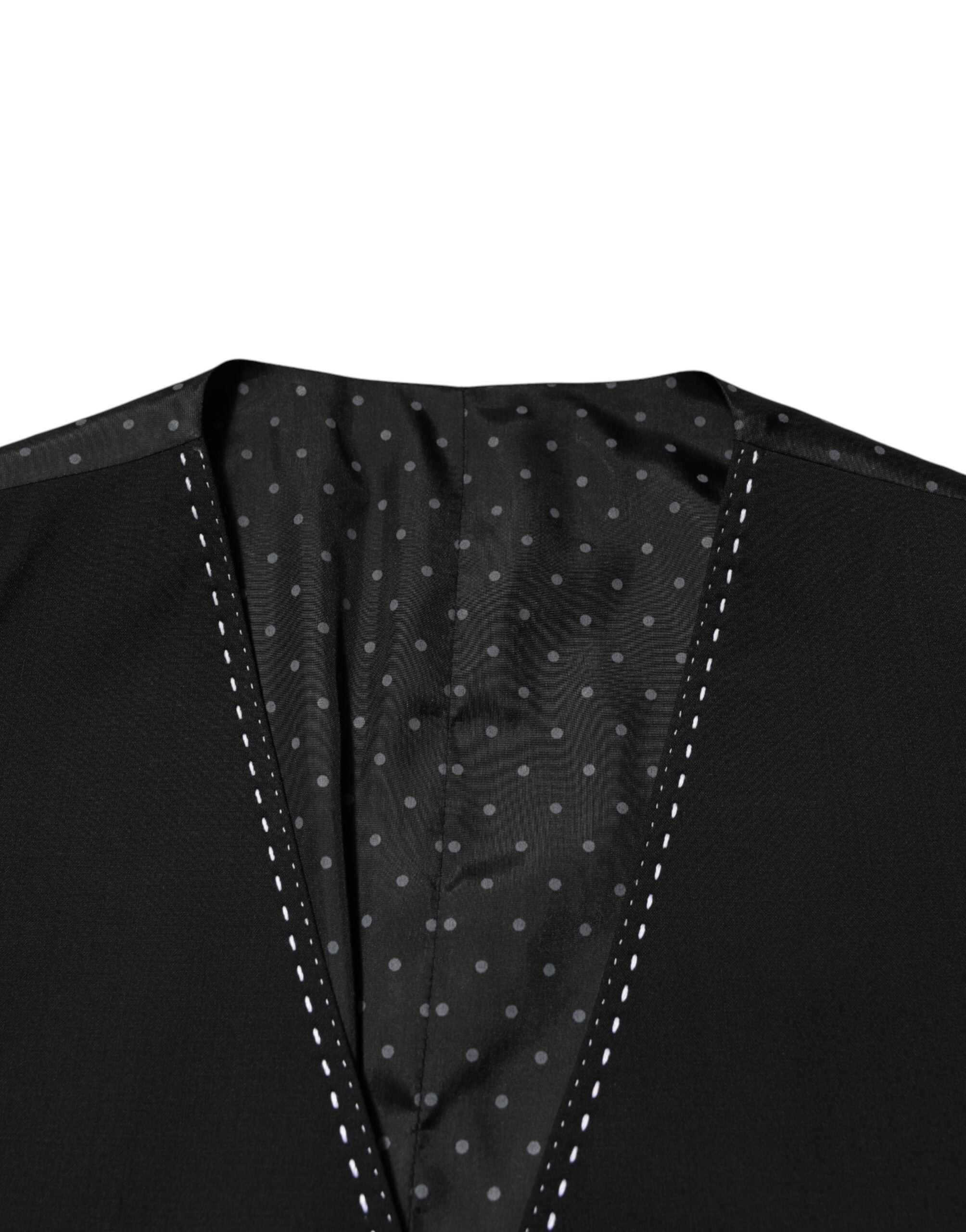 Dolce & Gabbana Black Wool Dress Formal Men Waistcoat Vest Dolce & Gabbana