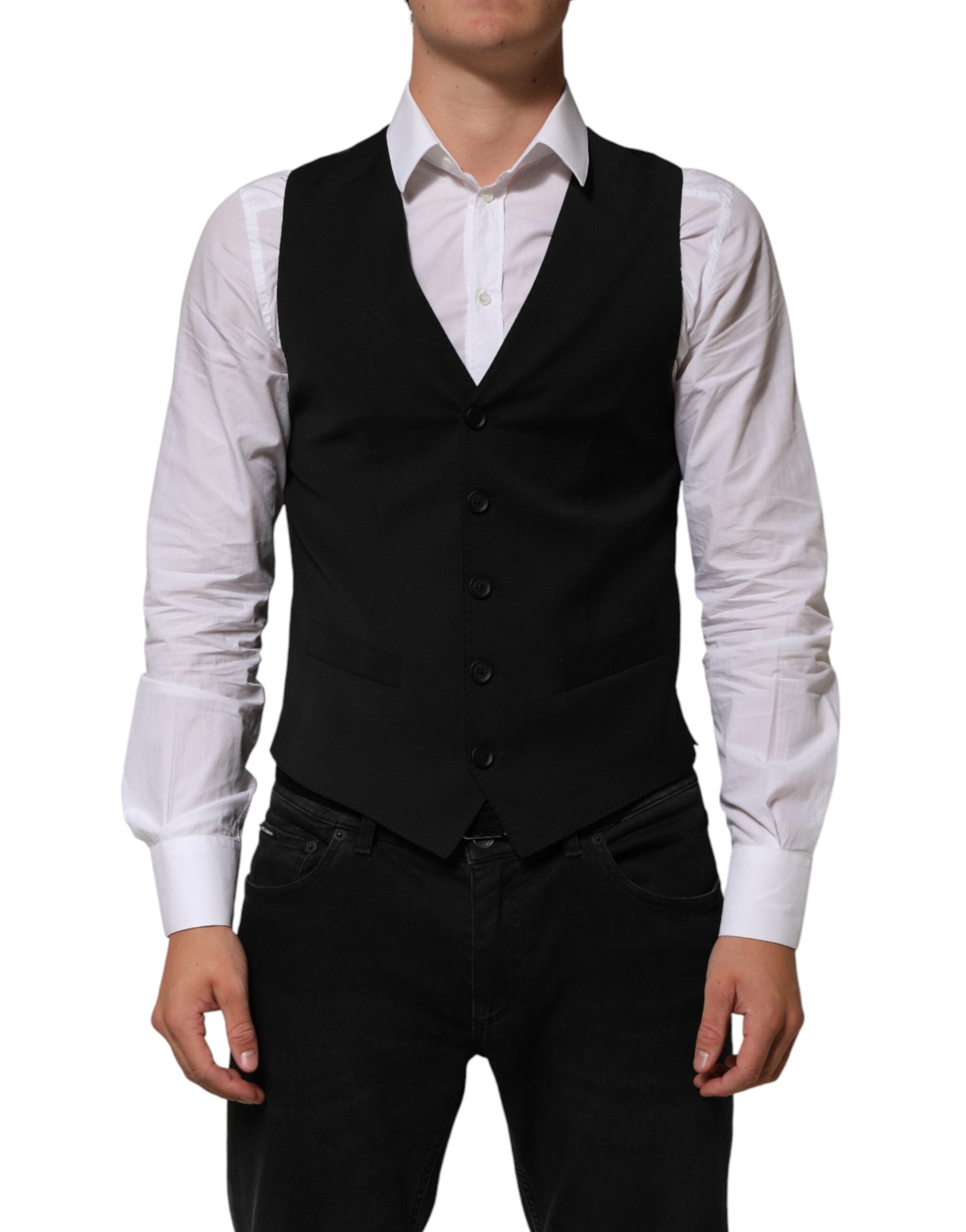 Dolce & Gabbana Black Polyester Dress Formal Waistcoat Vest Dolce & Gabbana
