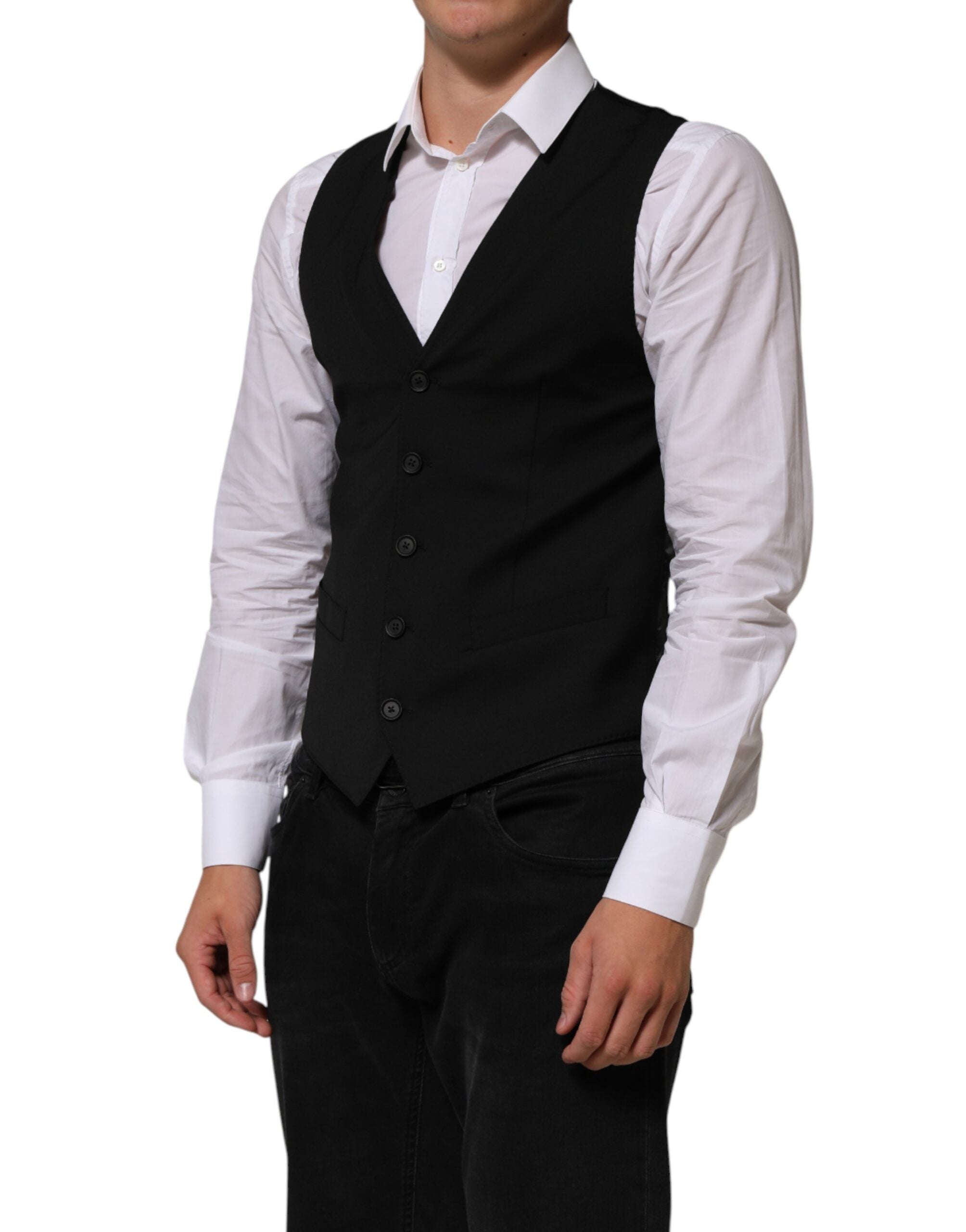 Dolce & Gabbana Black Polyester Dress Formal Waistcoat Vest Dolce & Gabbana