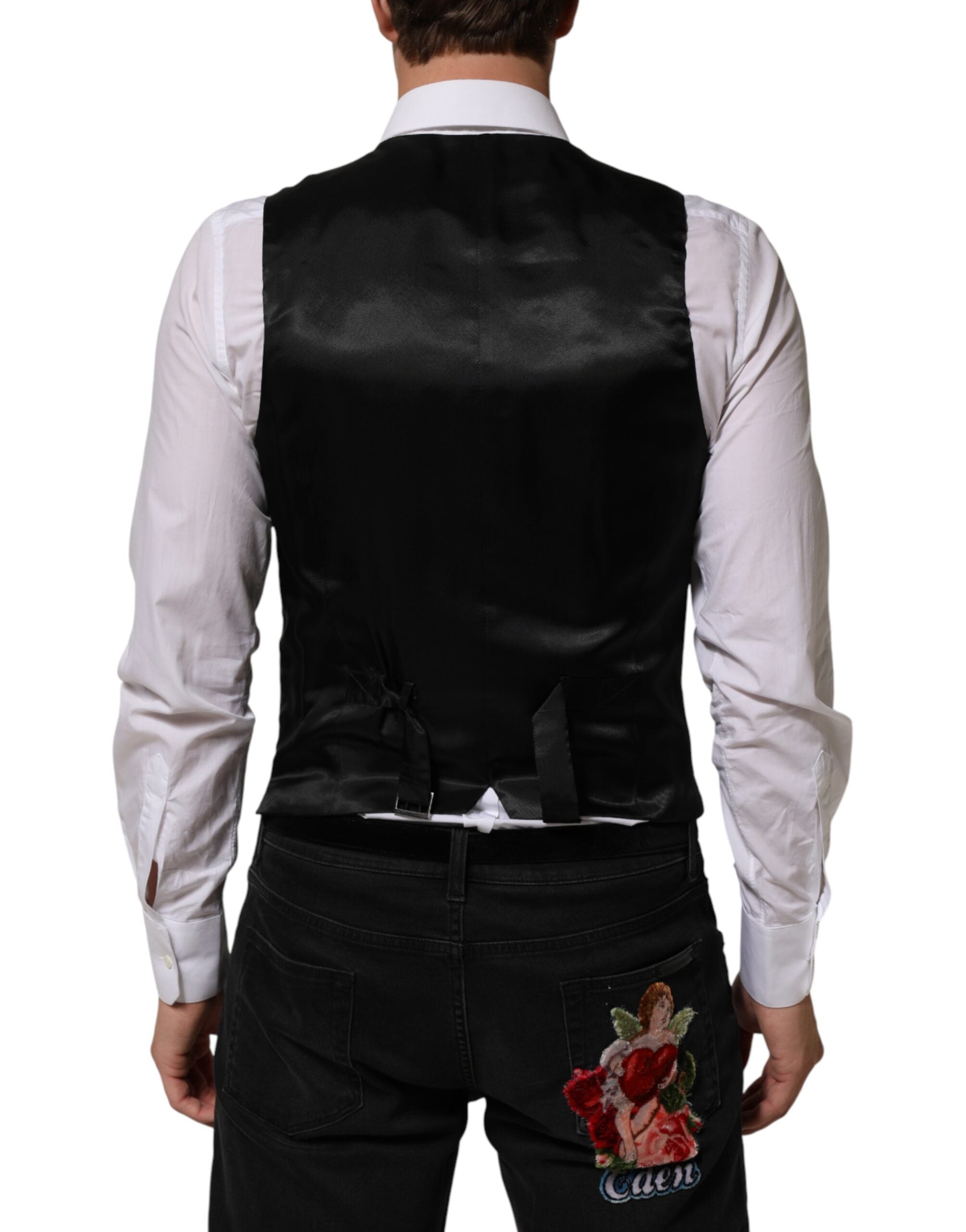 Dolce & Gabbana Black Polyester Dress Formal Waistcoat Vest Dolce & Gabbana