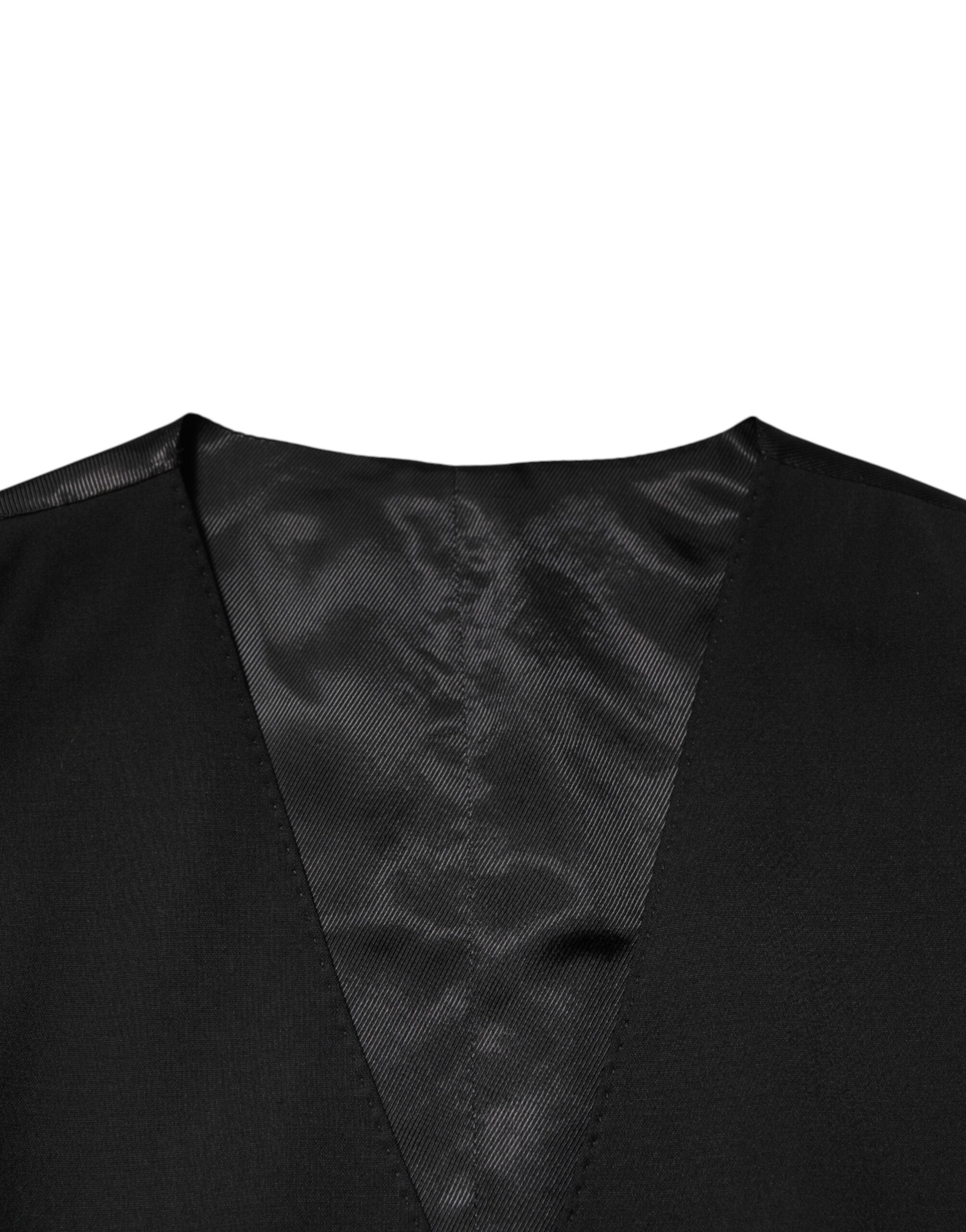 Dolce & Gabbana Black Polyester Dress Formal Waistcoat Vest Dolce & Gabbana