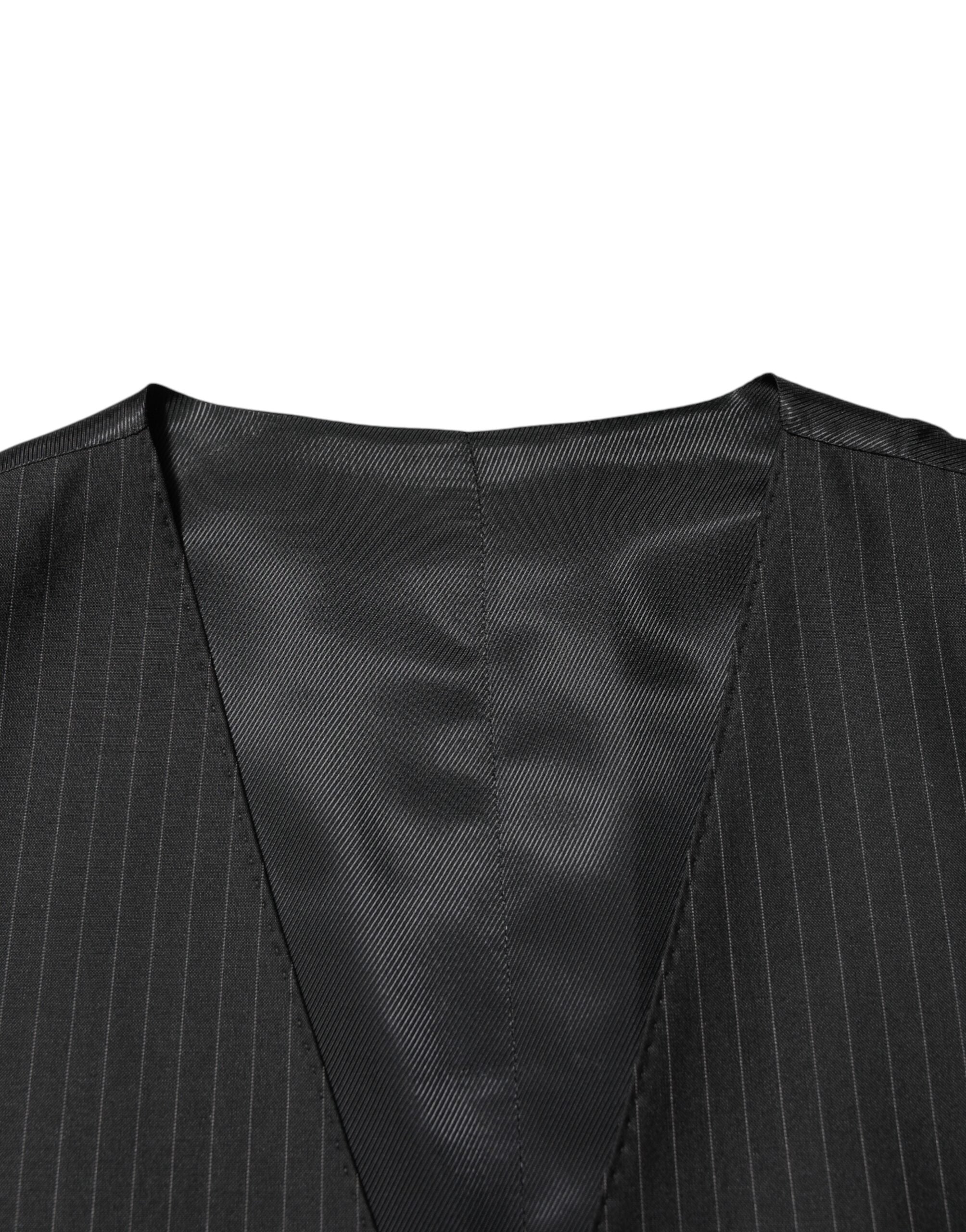 Dolce & Gabbana Black Wool Men Dress Formal Waistcoat Vest Dolce & Gabbana
