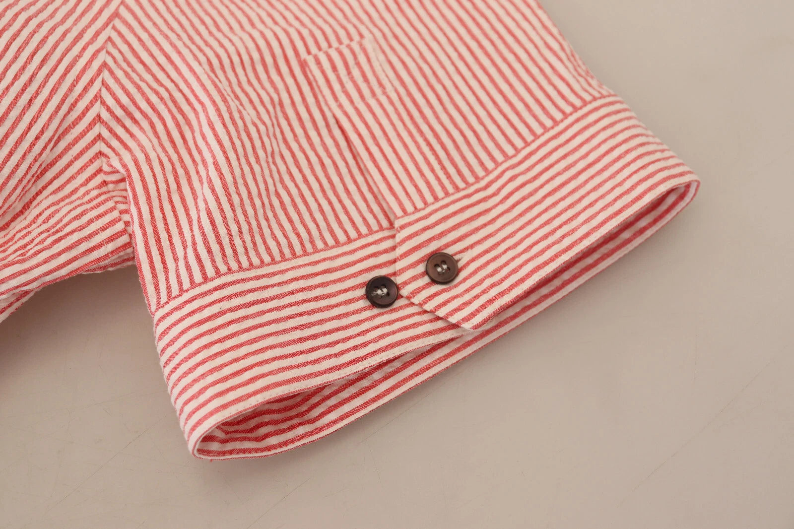 Dolce & Gabbana Red White Striped Cotton Short Sleeve Shirt Dolce & Gabbana