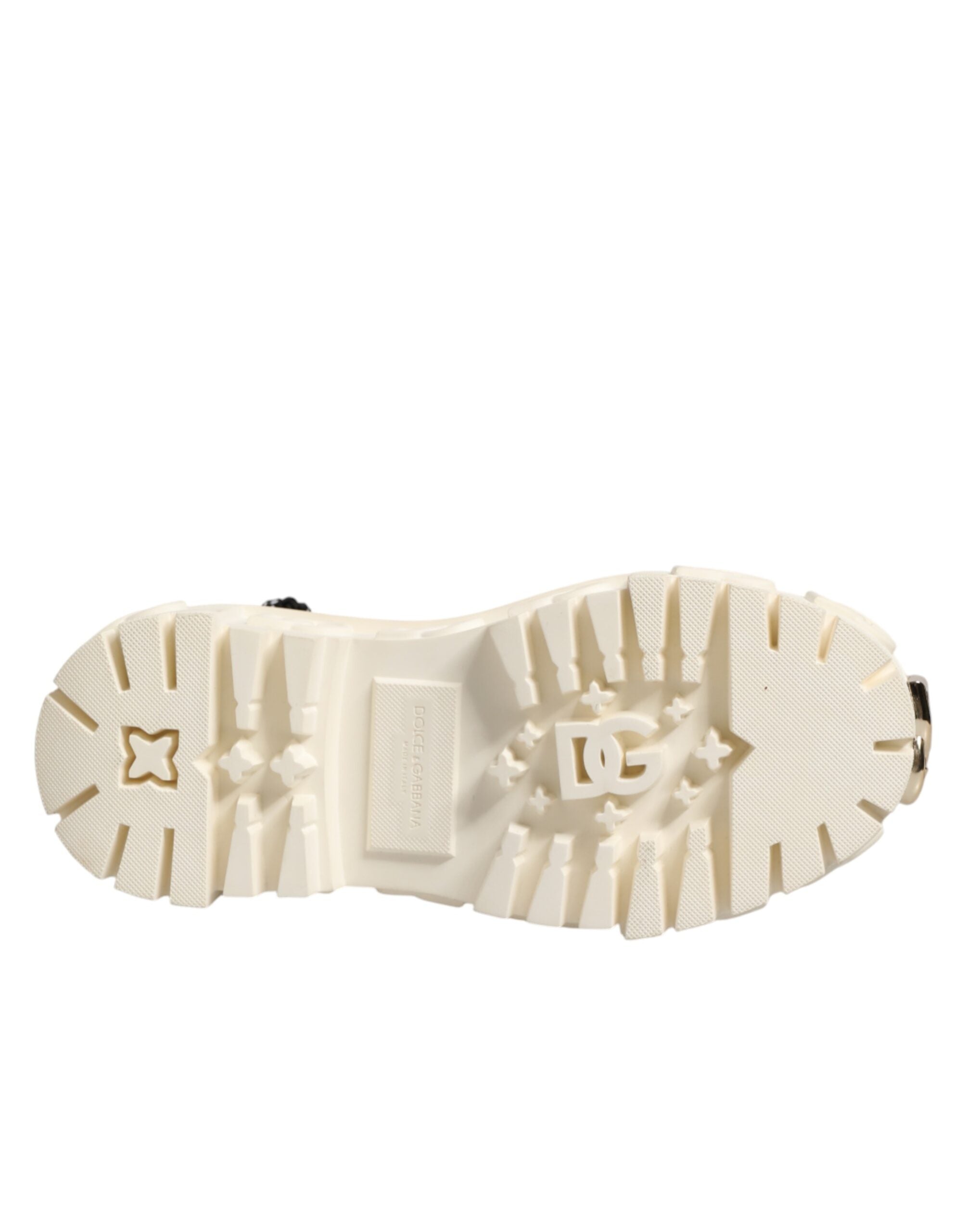 Dolce & Gabbana White Leather Rubber Logo Ankle Boots Shoes Dolce & Gabbana