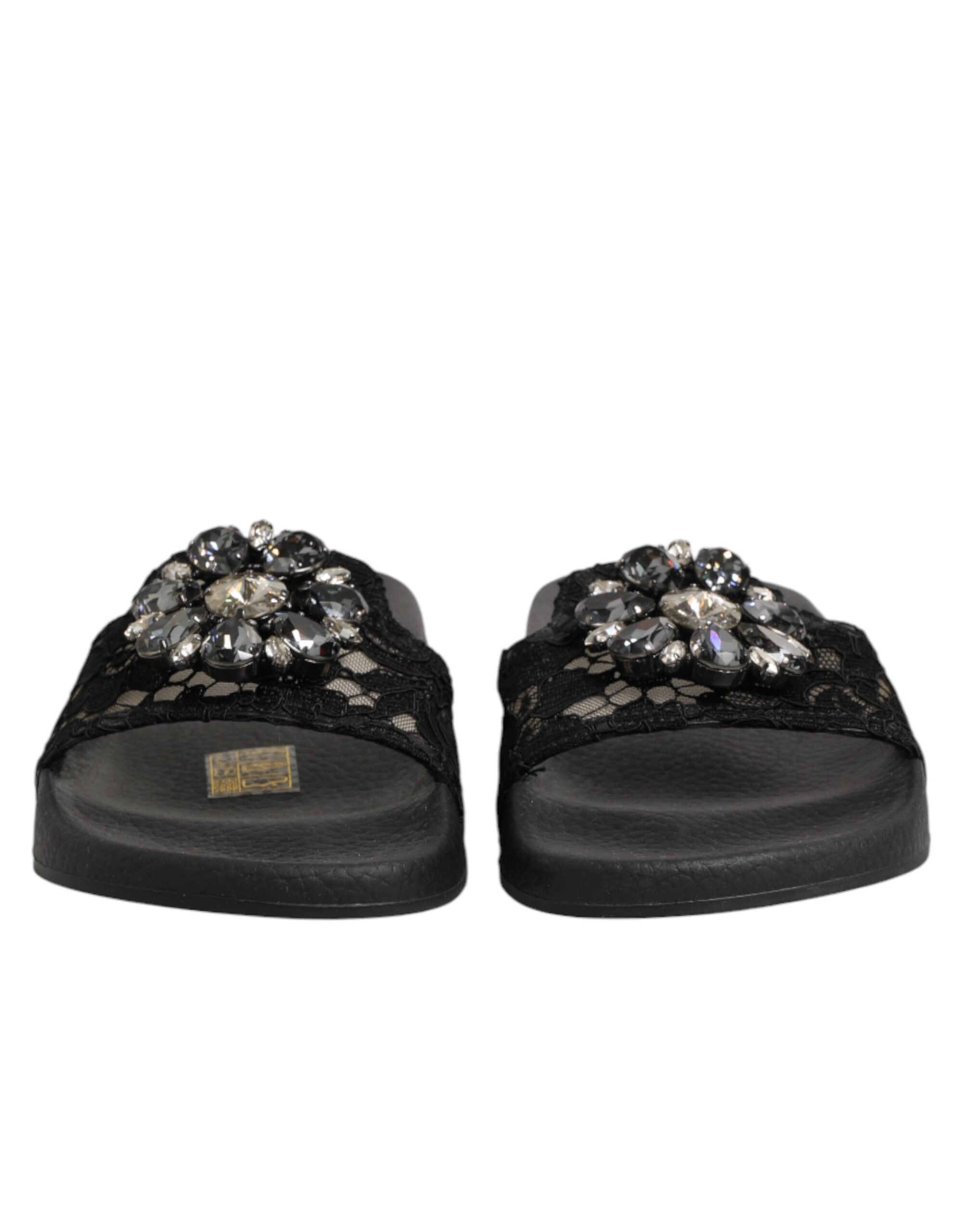 Dolce & Gabbana Black Devotion Matelassé Leather Slides Shoes Dolce & Gabbana