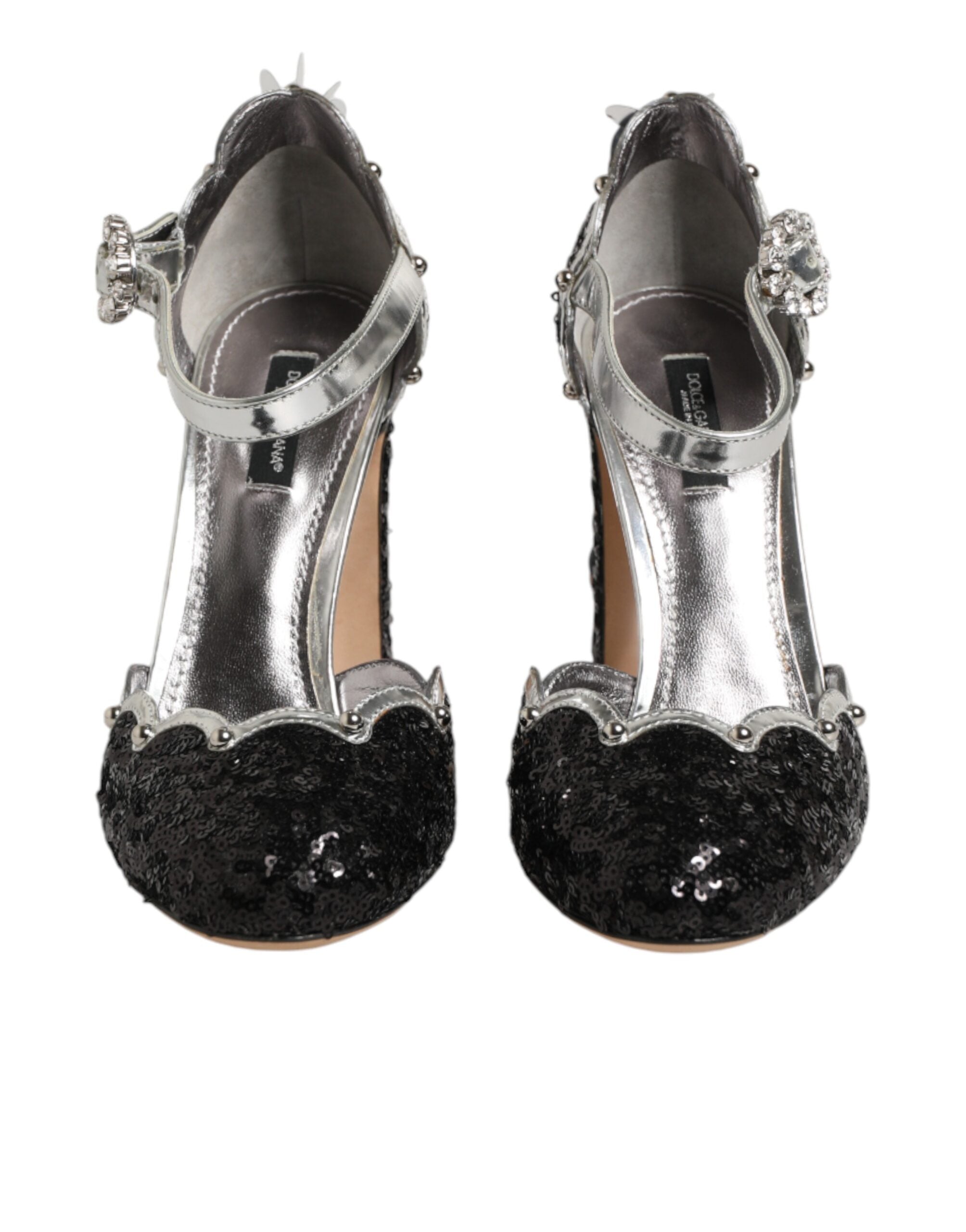 Dolce & Gabbana Black Sequined Ankle Strap Sandals Shoes Dolce & Gabbana