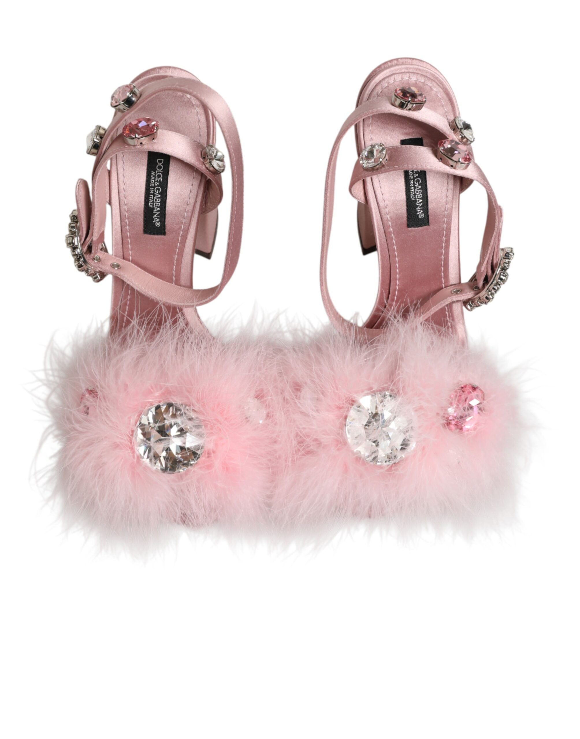 Dolce & Gabbana Pink Sequined Ankle Strap Sandals Shoes Dolce & Gabbana