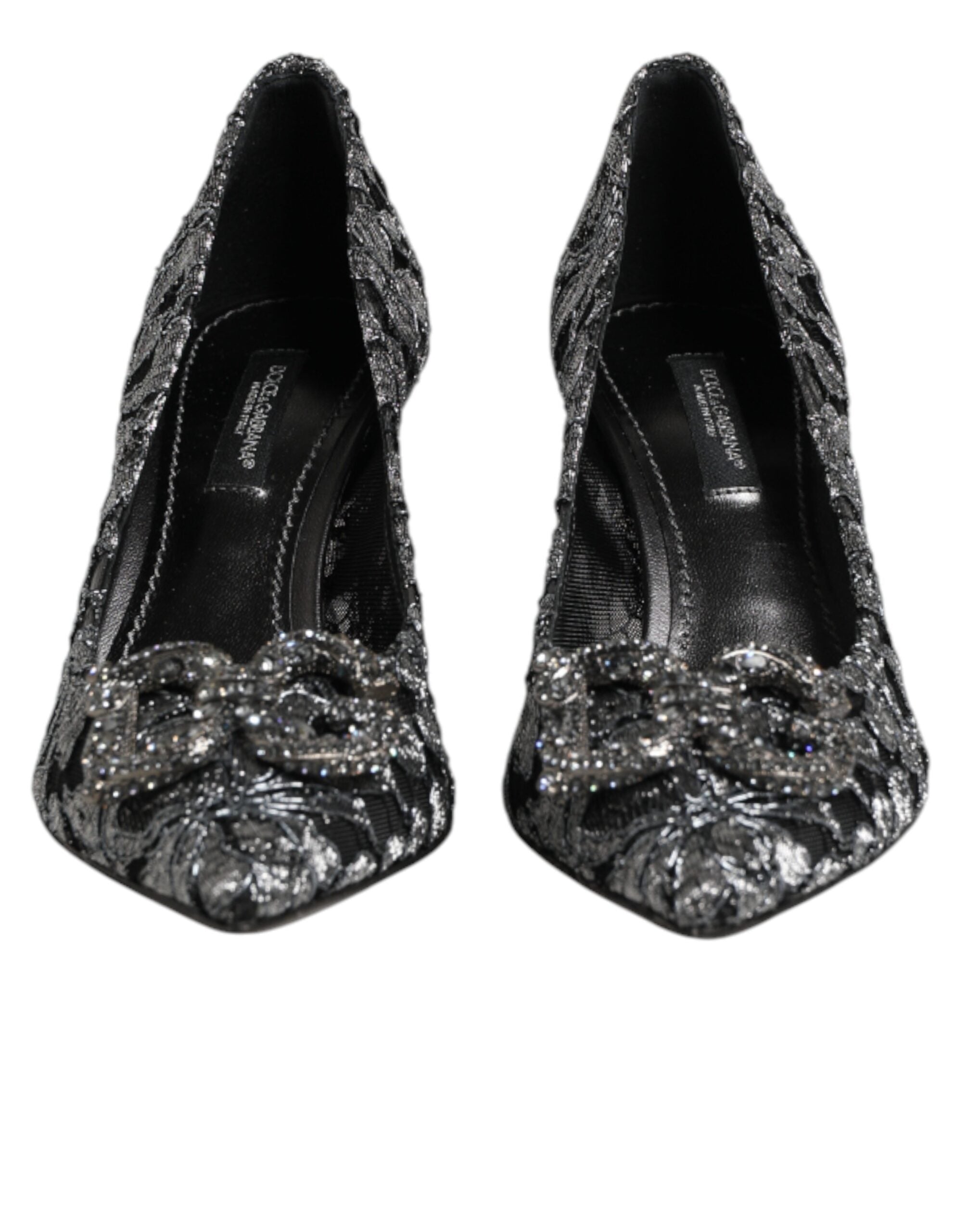Dolce & Gabbana Silver Lace DG Amore Heels Pumps Shoes Dolce & Gabbana