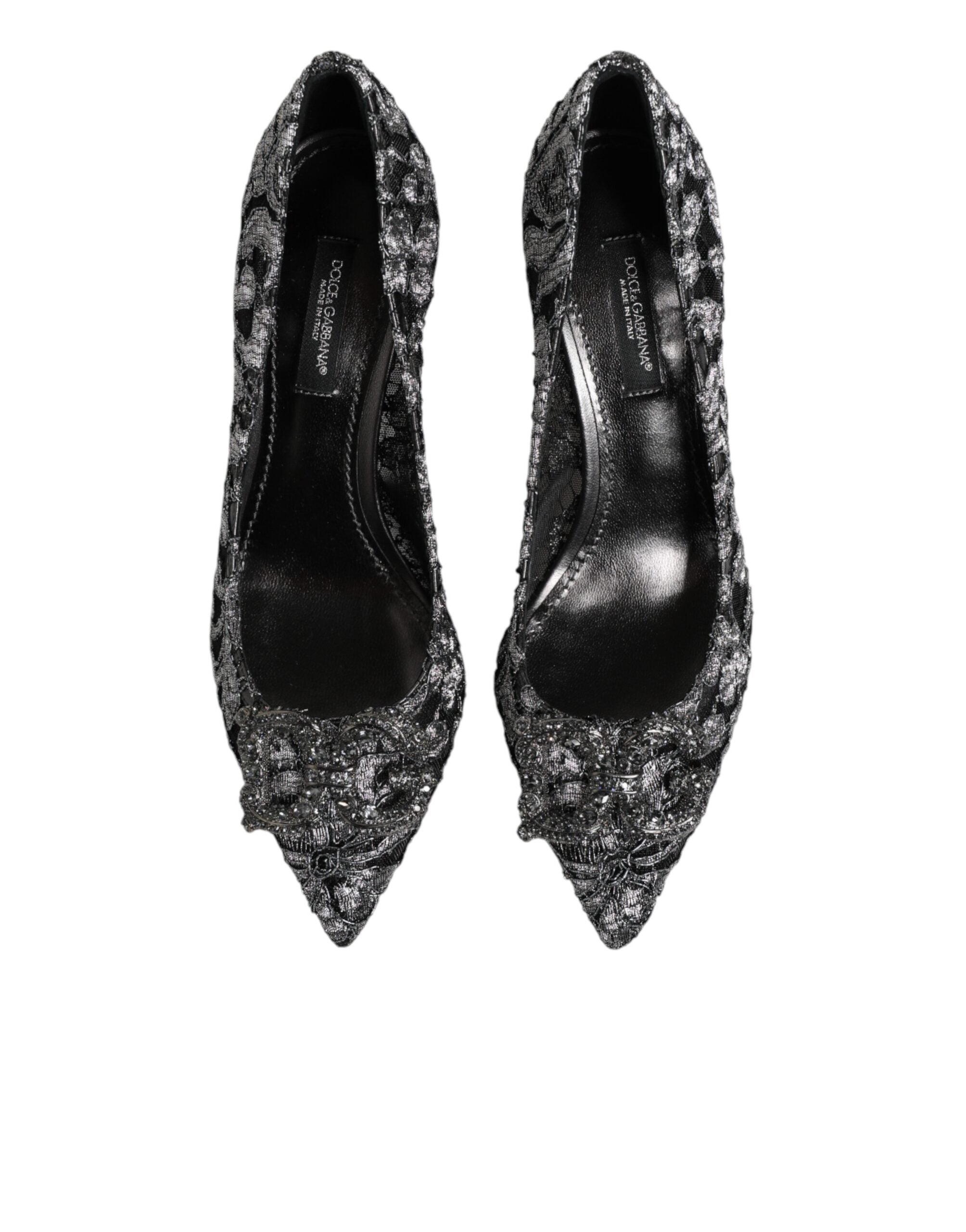 Dolce & Gabbana Silver Lace DG Amore Heels Pumps Shoes Dolce & Gabbana