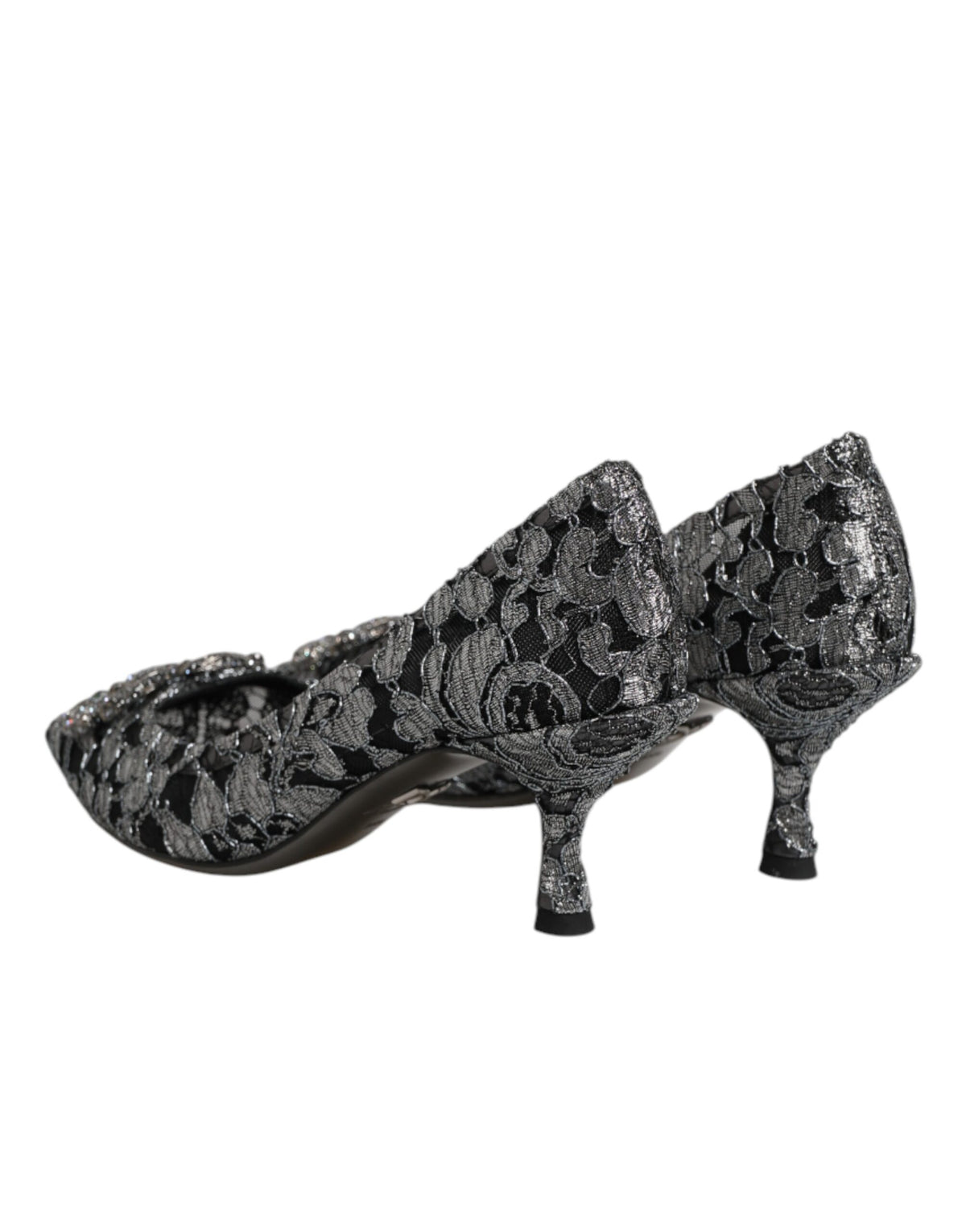 Dolce & Gabbana Silver Lace DG Amore Heels Pumps Shoes