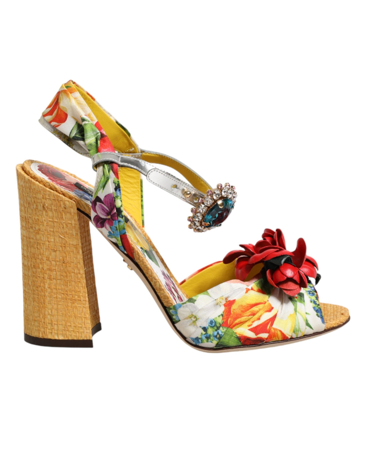 Dolce & Gabbana Multicolor Floral Crystal Embellished Sandals Shoes