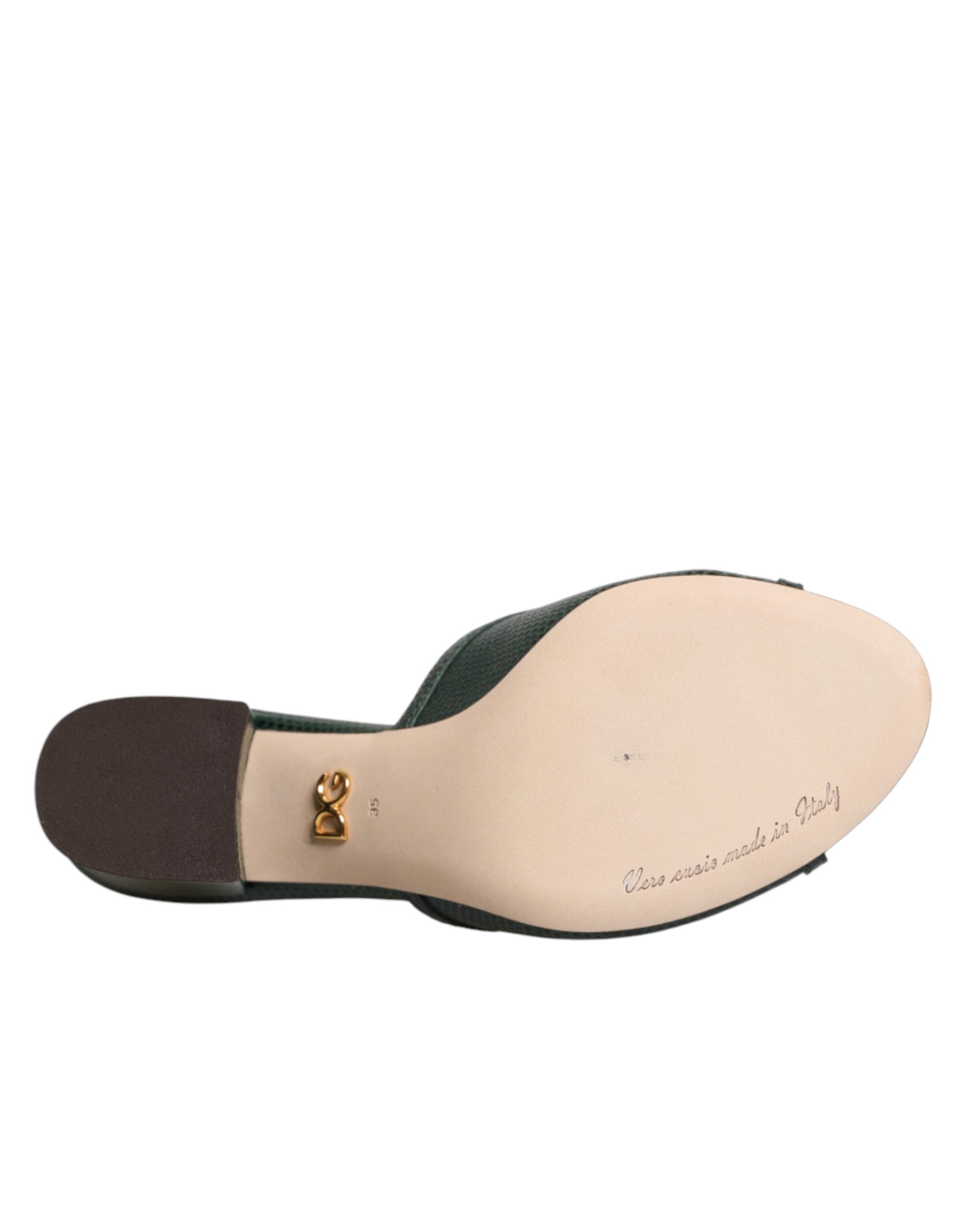 Dolce & Gabbana Green DG Amore Heel Slides Sandals Shoes Dolce & Gabbana