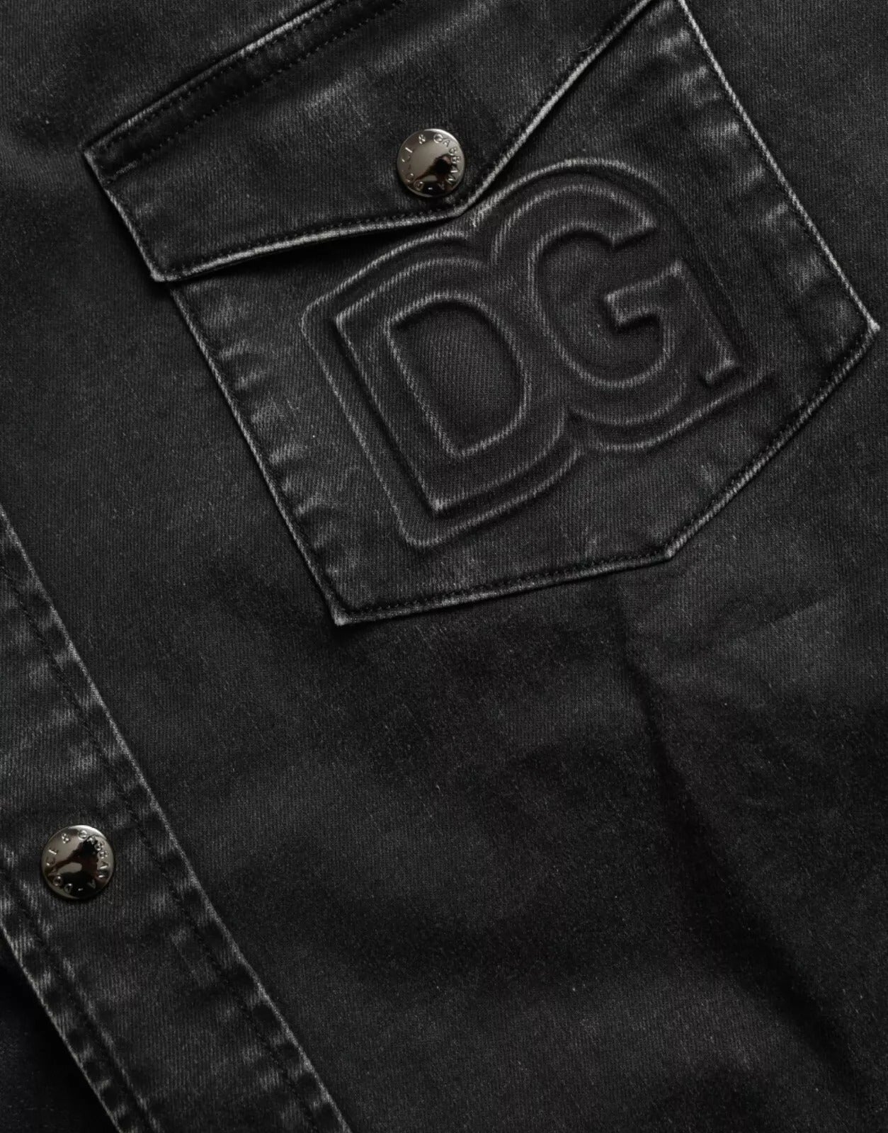 Dolce & Gabbana Black Cotton Long Sleeve Denim Casual Shirt Dolce & Gabbana