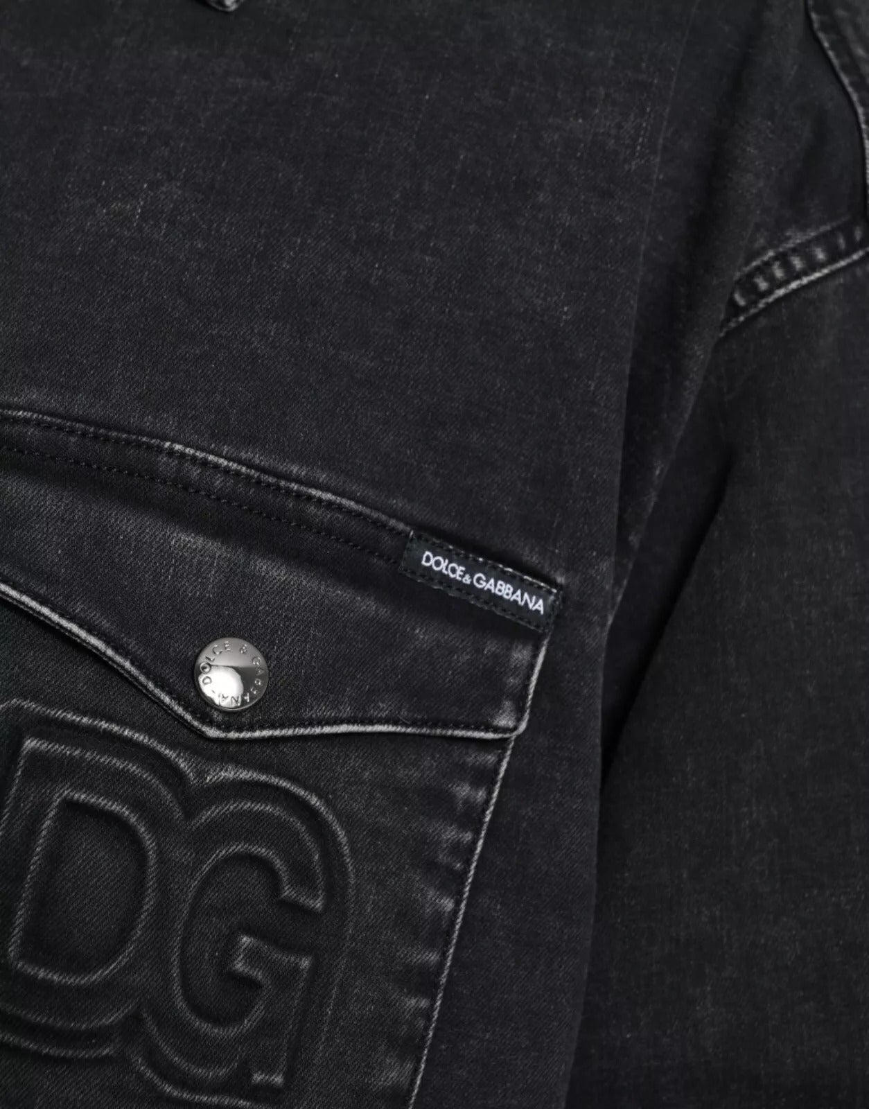 Dolce & Gabbana Black Cotton Long Sleeve Denim Casual Shirt Dolce & Gabbana