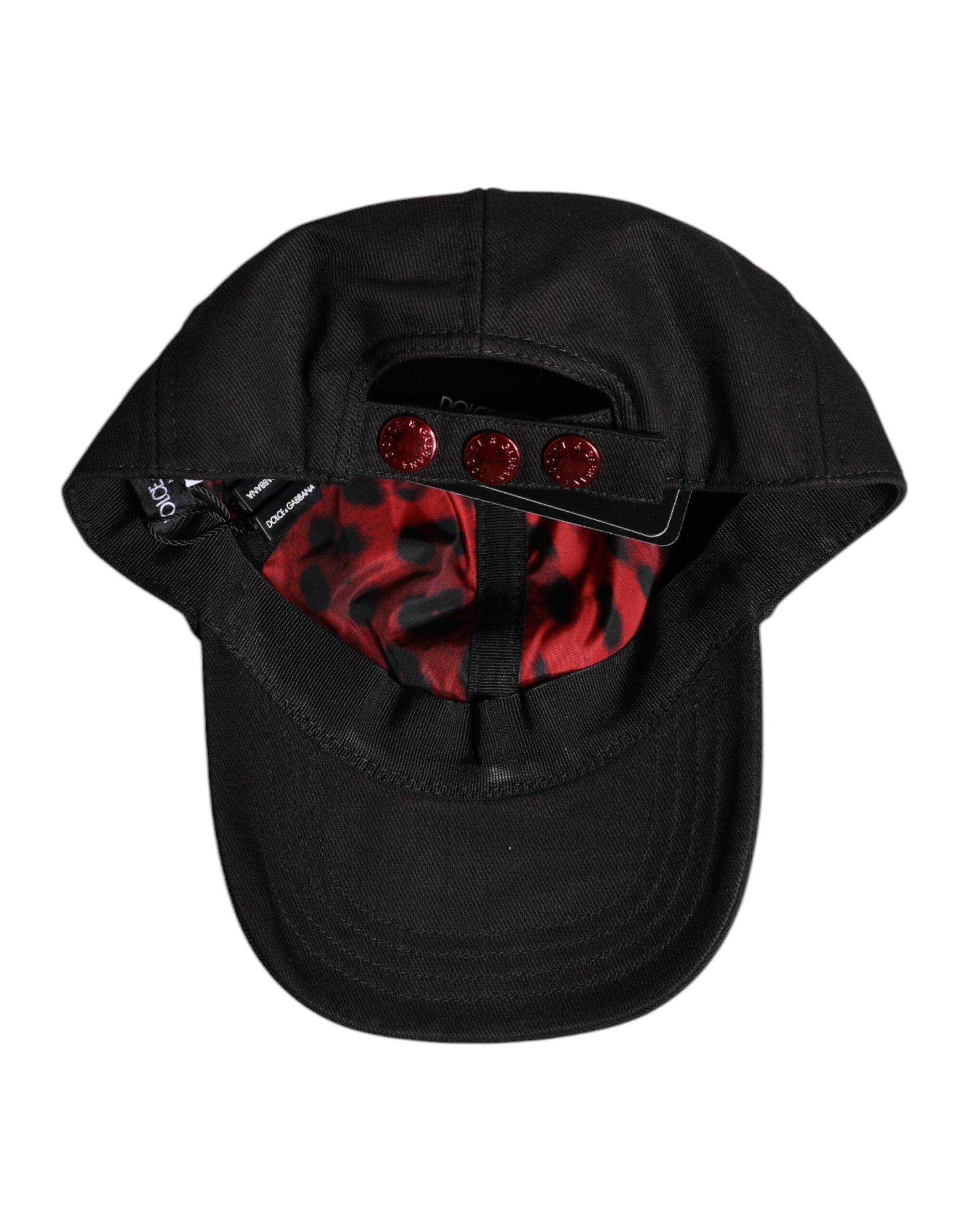 Dolce & Gabbana Black Cotton Logo Patch 6 Panels Baseball Cap Hat Dolce & Gabbana