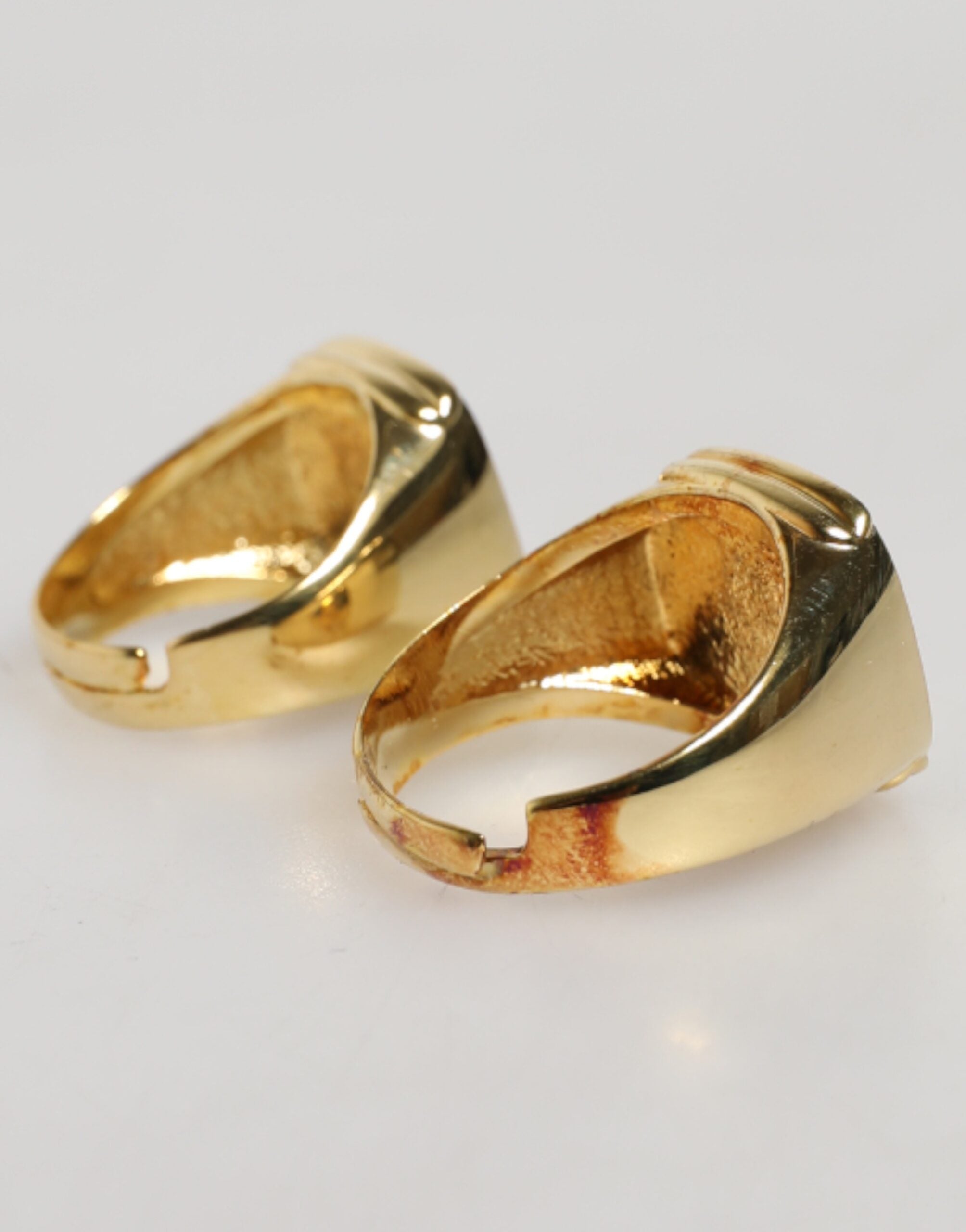 Dolce & Gabbana Gold-Tone Real Brass Black Enamel "DG" Adjustable Rings Dolce & Gabbana