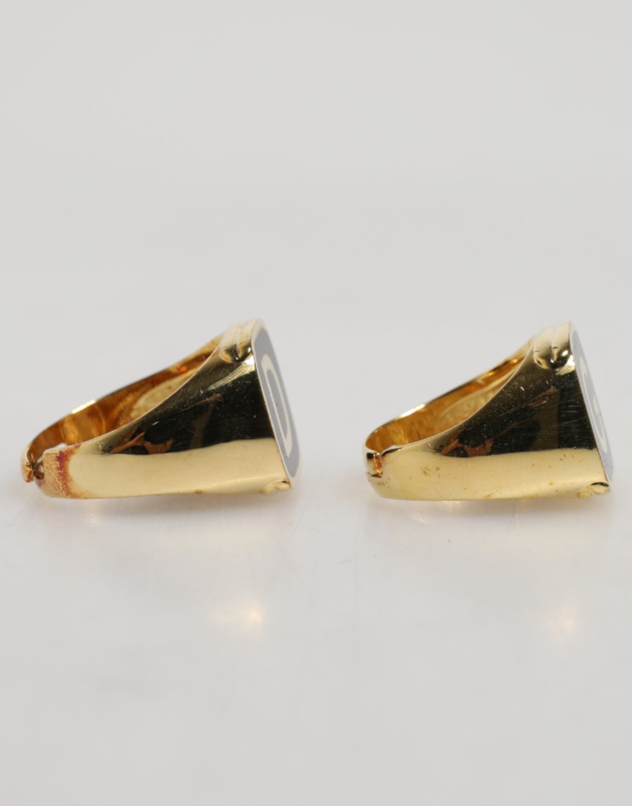 Dolce & Gabbana Gold-Tone Real Brass Black Enamel "DG" Adjustable Rings Dolce & Gabbana