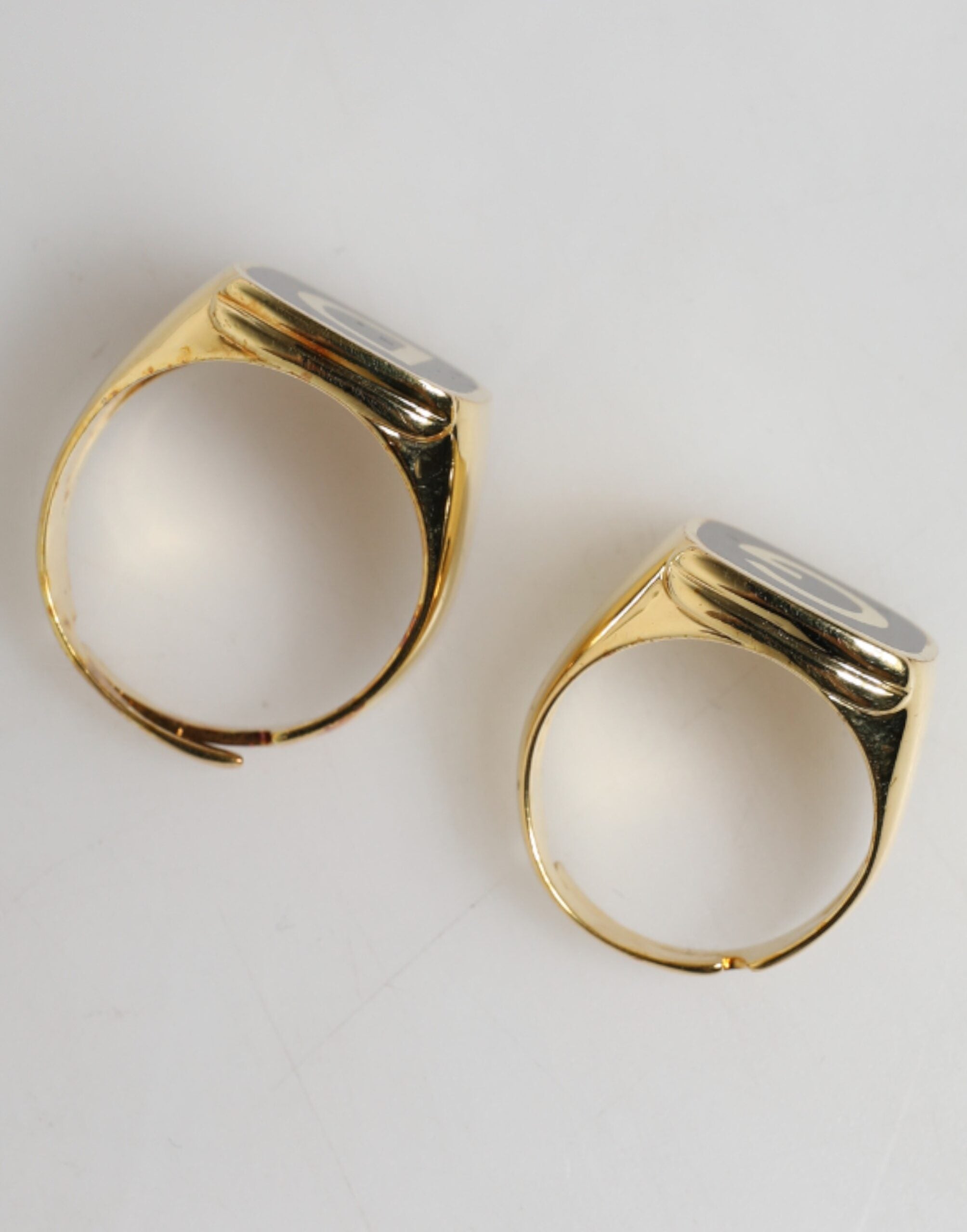 Dolce & Gabbana Gold-Tone Real Brass Black Enamel "DG" Adjustable Rings Dolce & Gabbana