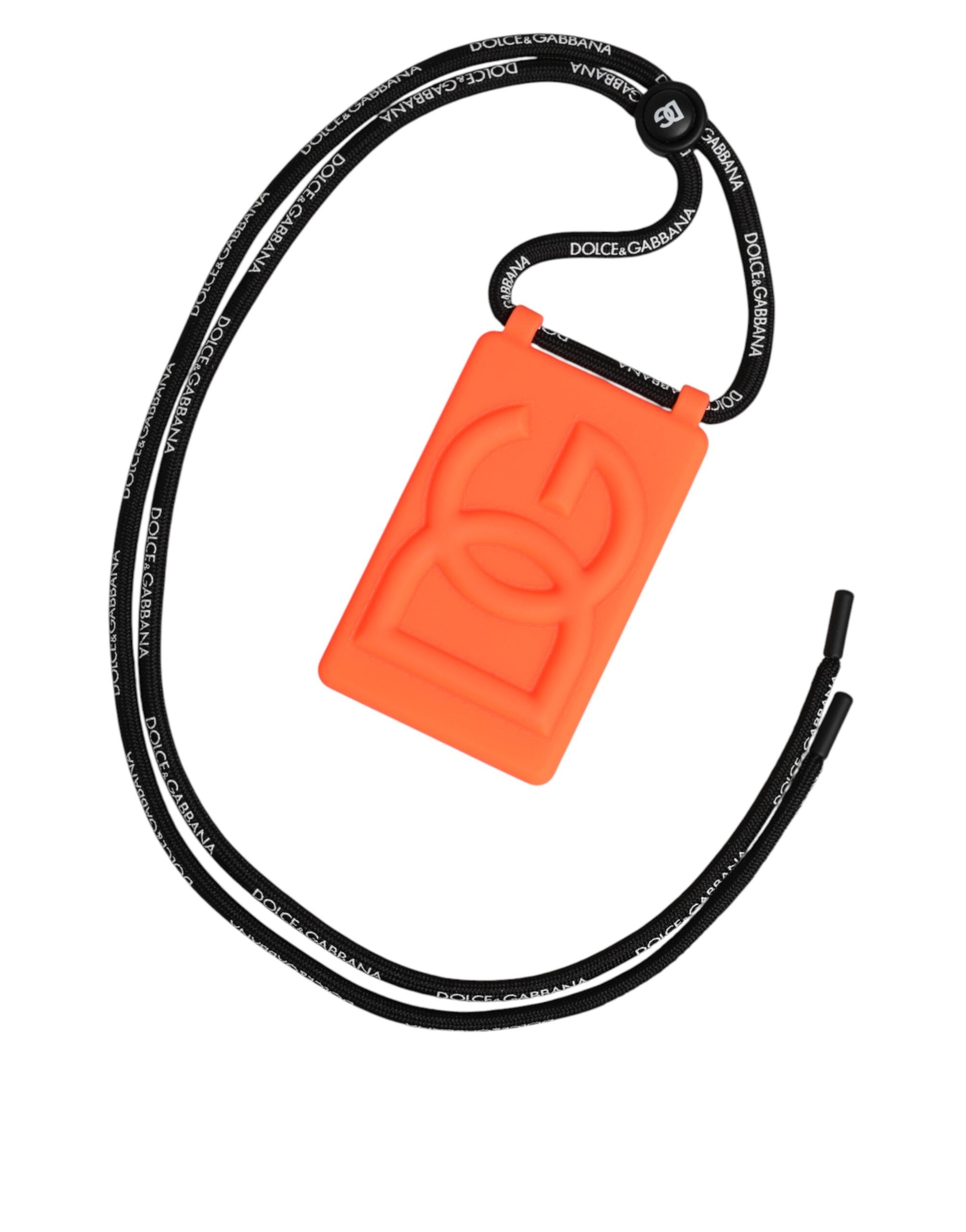 Dolce & Gabbana Holder Neon Orange Rubber DG Embossed Adjustable Badge Dolce & Gabbana