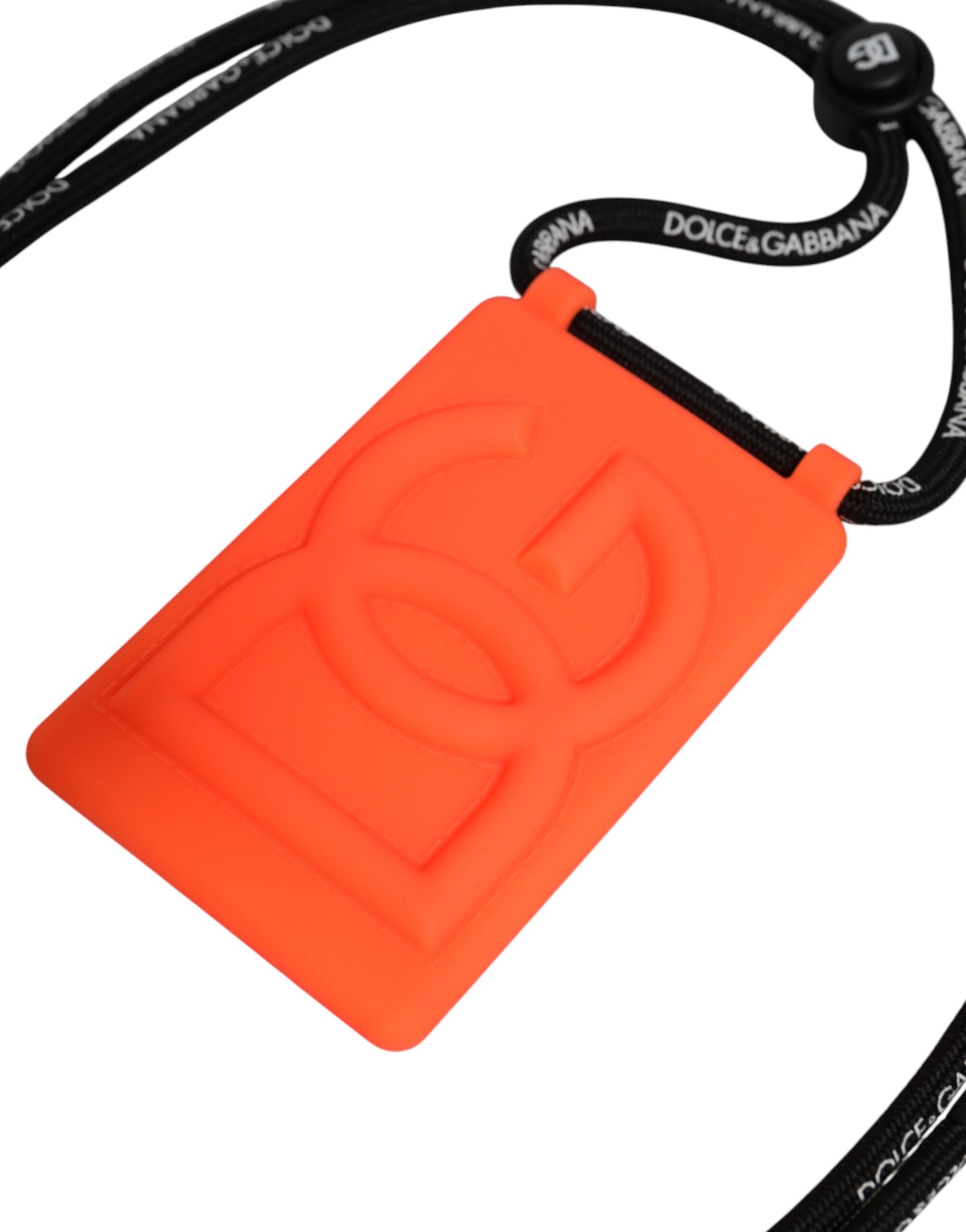 Dolce & Gabbana Holder Neon Orange Rubber DG Embossed Adjustable Badge Dolce & Gabbana