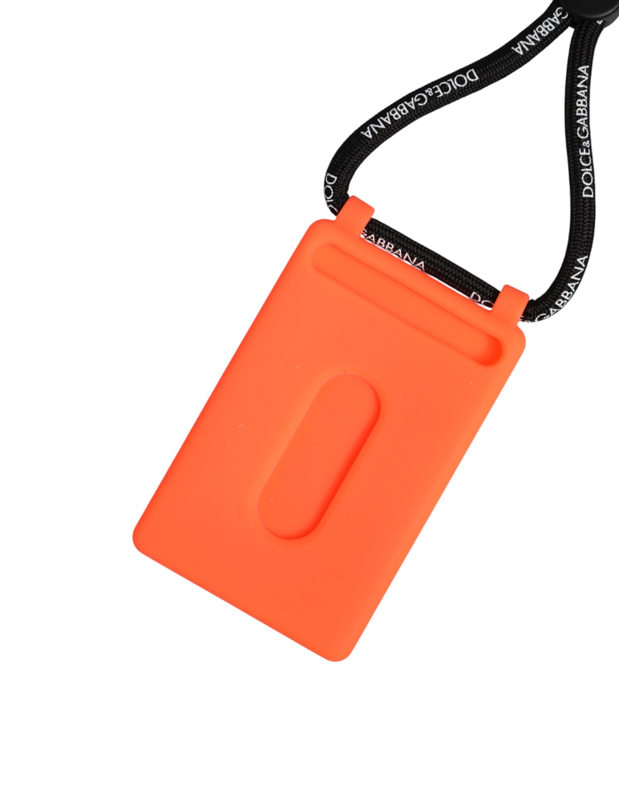 Dolce & Gabbana Holder Neon Orange Rubber DG Embossed Adjustable Badge Dolce & Gabbana