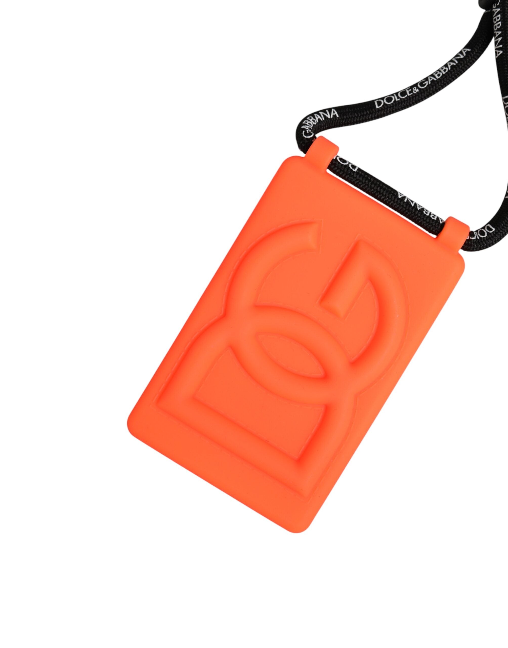 Dolce & Gabbana Holder Neon Orange Rubber DG Embossed Adjustable Badge Dolce & Gabbana