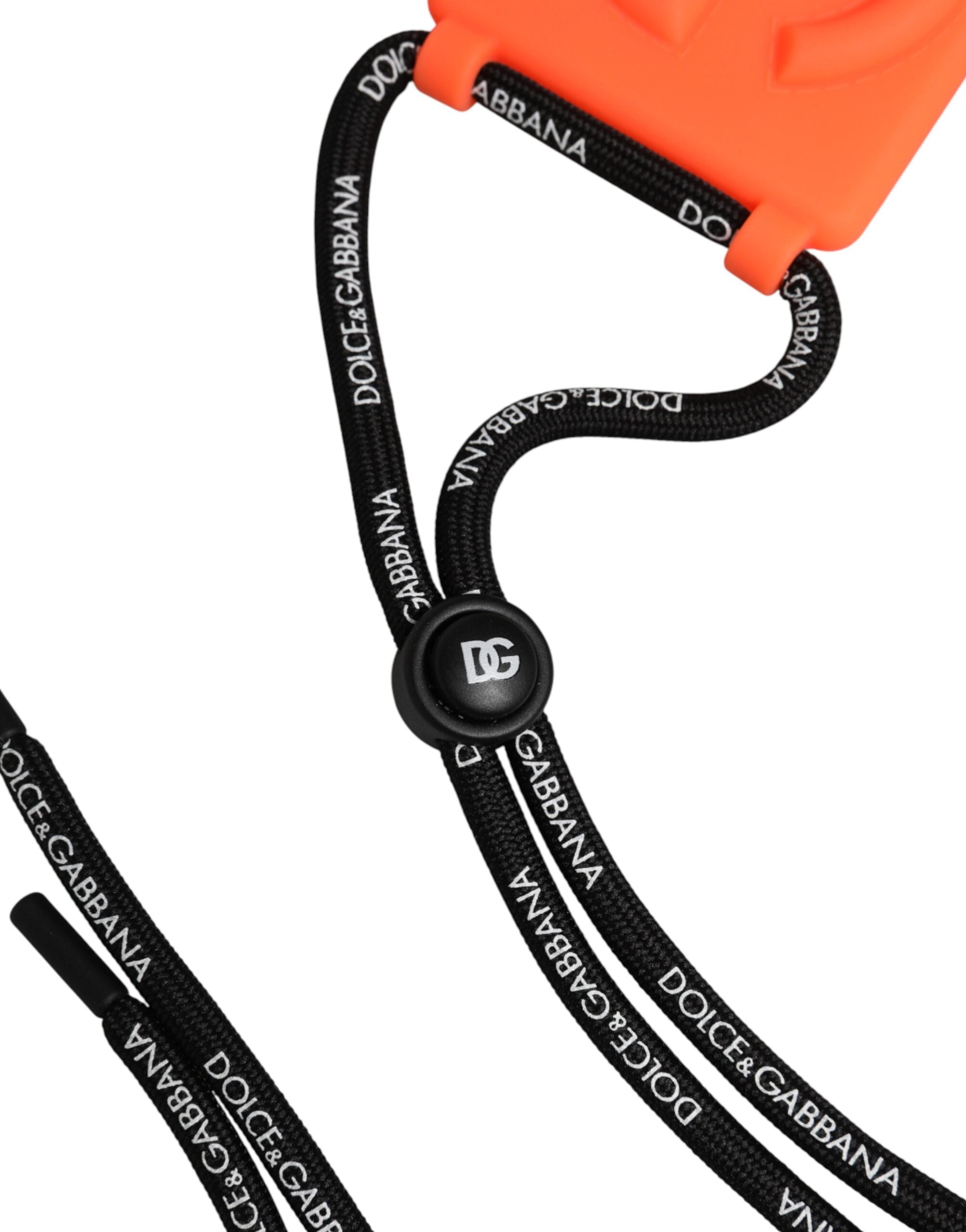 Dolce & Gabbana Holder Neon Orange Rubber DG Embossed Adjustable Badge Dolce & Gabbana