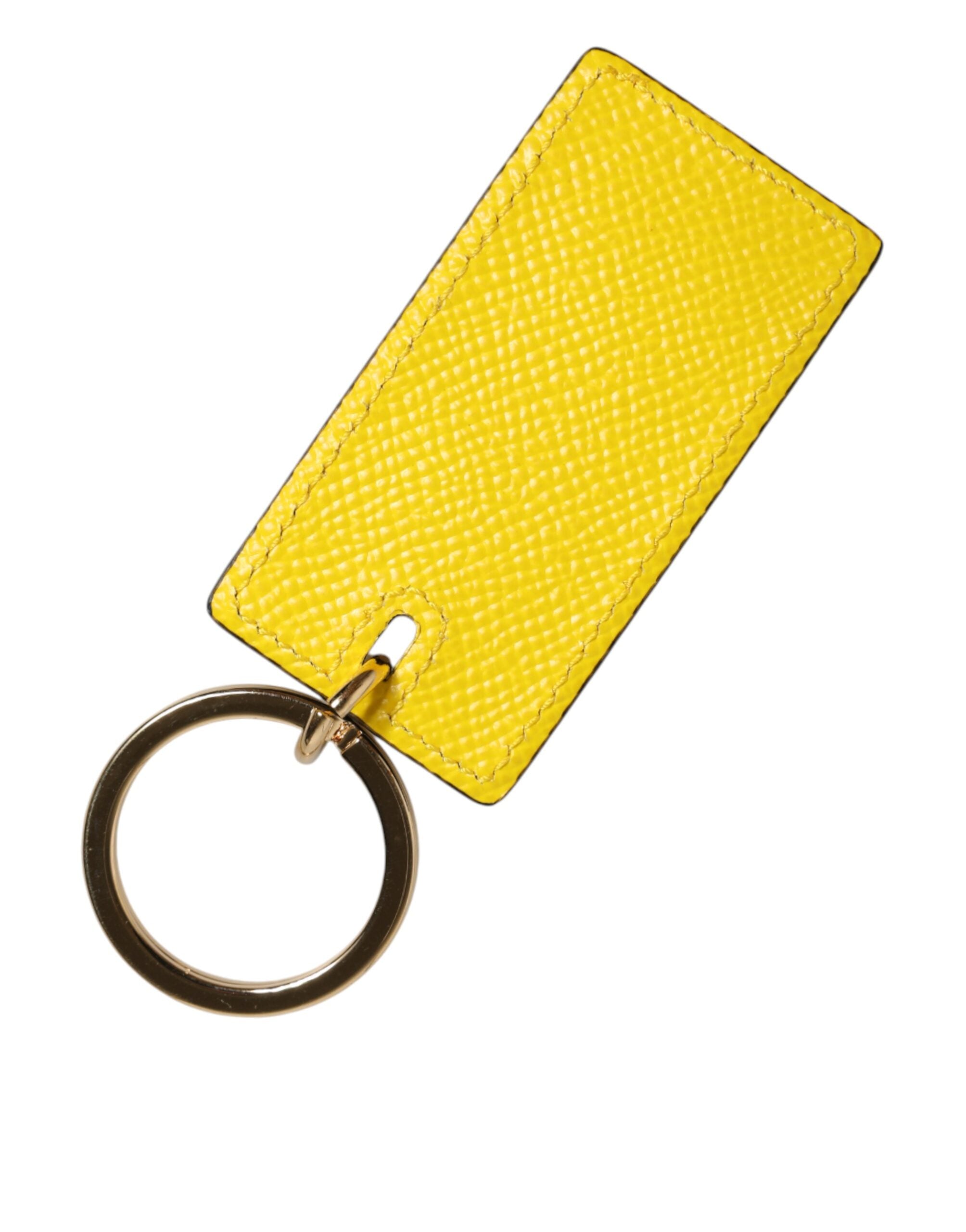 Dolce & Gabbana Yellow Calf Leather Logo Metal Ring Men Keychain Keyring Dolce & Gabbana