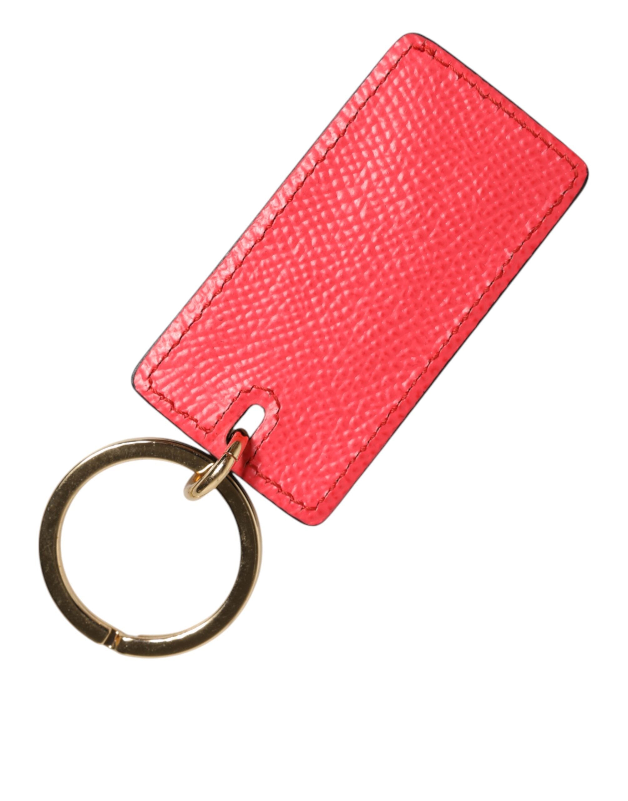 Dolce & Gabbana Red Calf Leather Logo Metal Ring Men Keychain Keyring Dolce & Gabbana