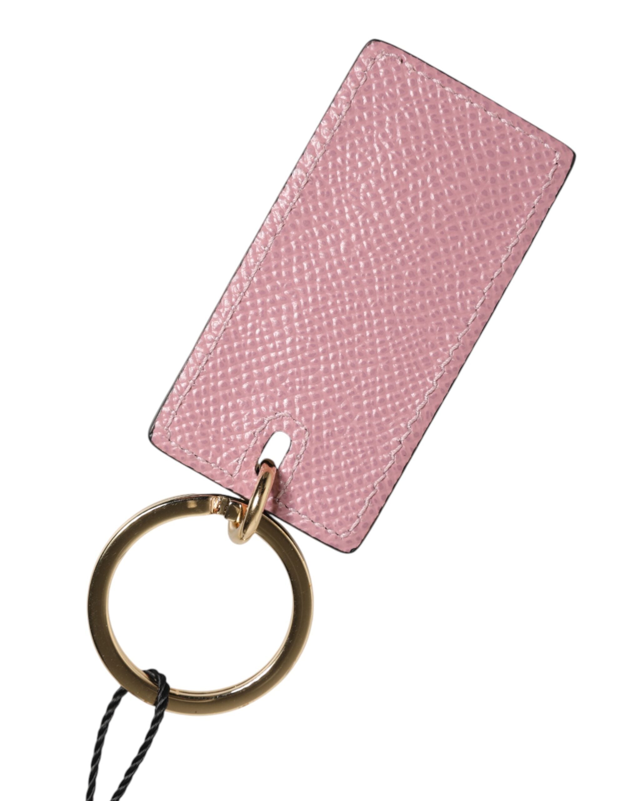 Dolce & Gabbana Pink Calf Leather Logo Metal Ring Men Keychain Keyring Dolce & Gabbana