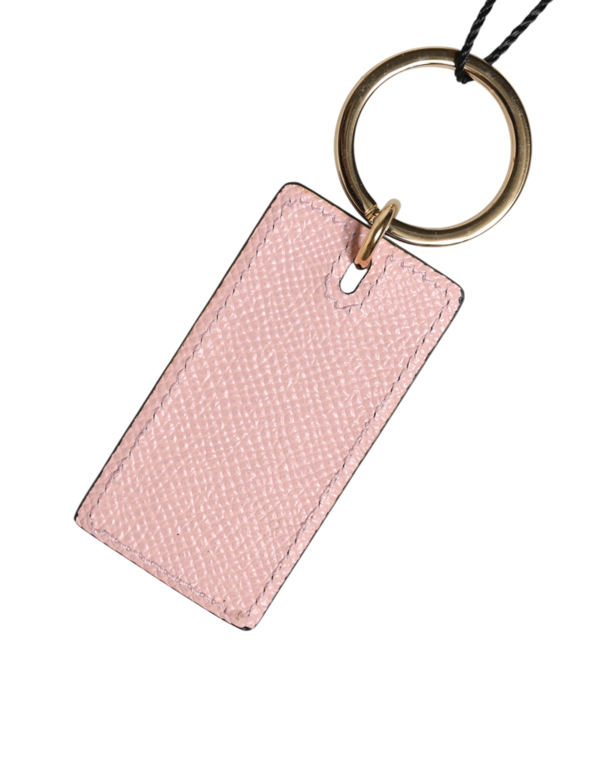 Dolce & Gabbana Pink Calf Leather DG Logo Metal Ring Keychain Keyring Dolce & Gabbana