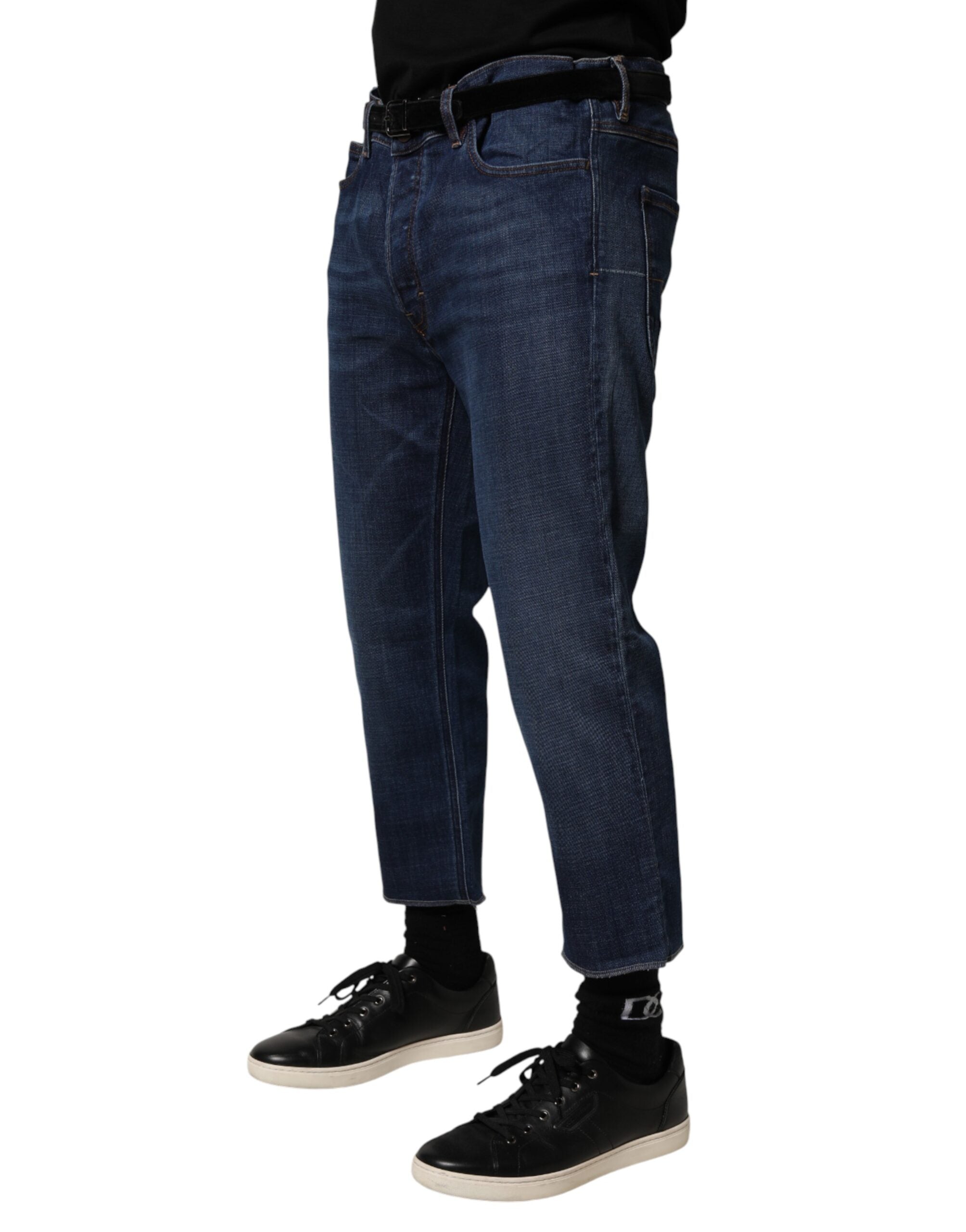 Vivienne Westwood Blue Mid Waist Cotton Men Cropped Denim Jeans Vivienne Westwood
