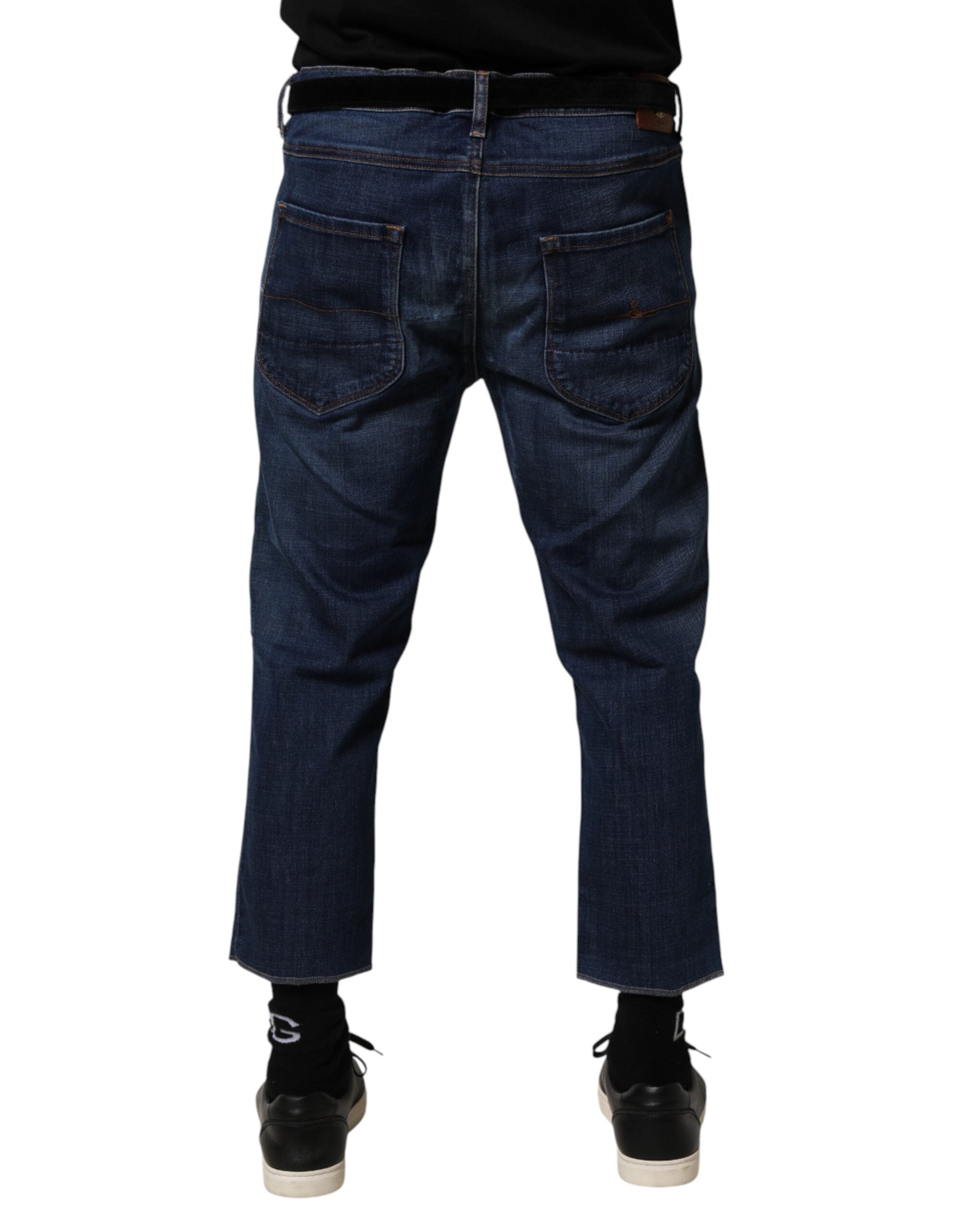 Vivienne Westwood Blue Mid Waist Cotton Men Cropped Denim Jeans Vivienne Westwood