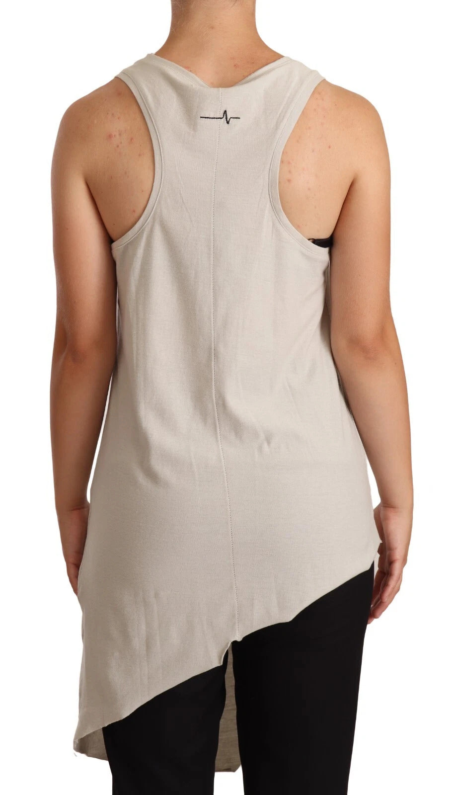 Max Mara Light Gray 100% Cotton Sleeveless Razor Back Tank Top Max Mara